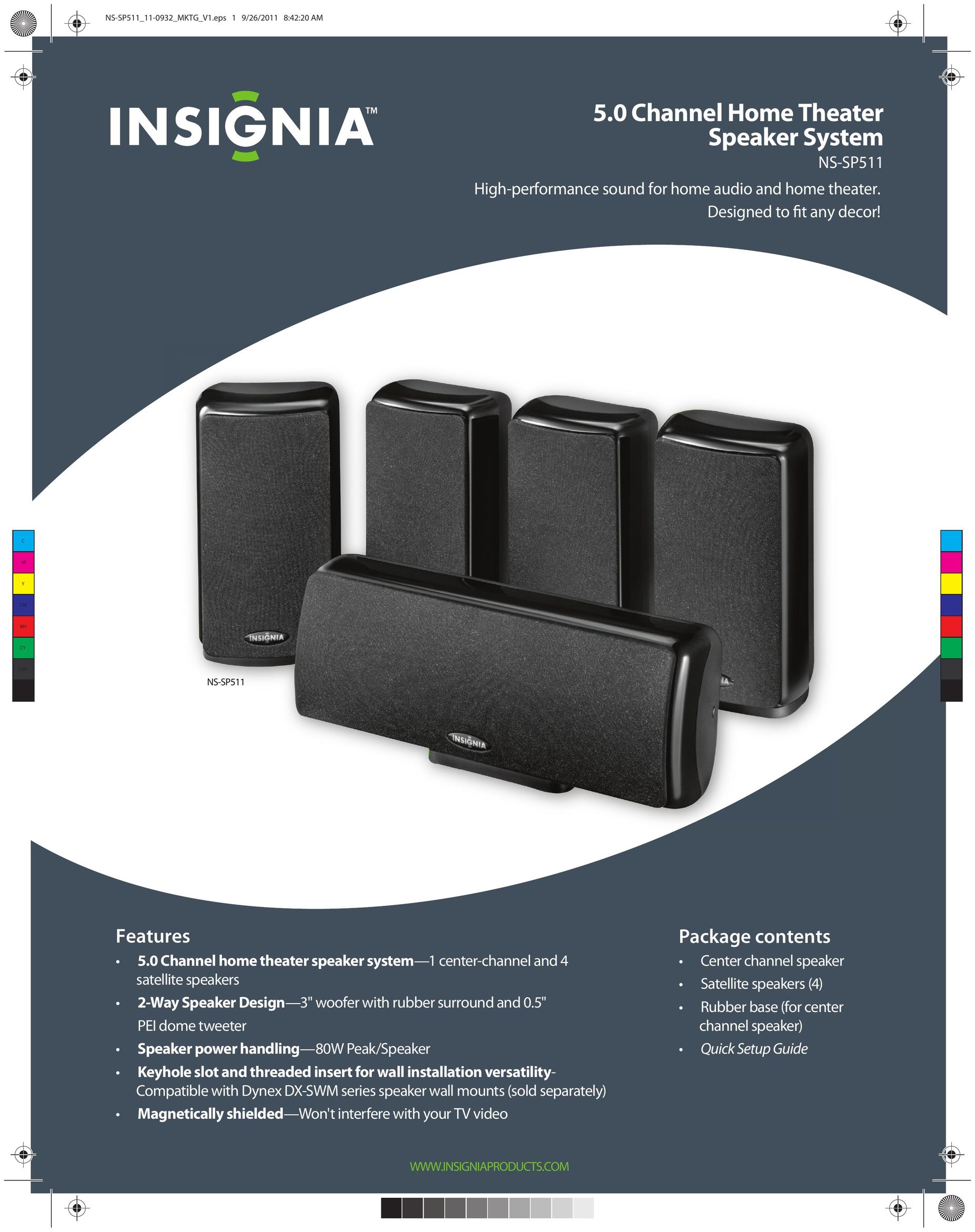 Insignia NS-SP511 Home Theater System User Manual
