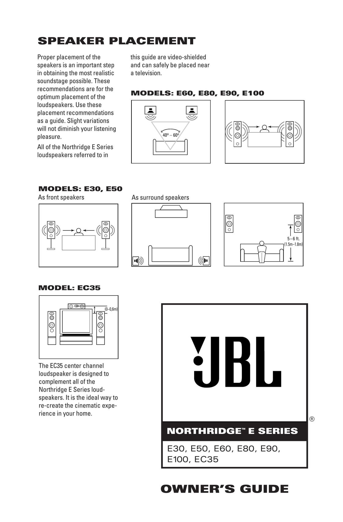JBL E50 Home Theater System User Manual