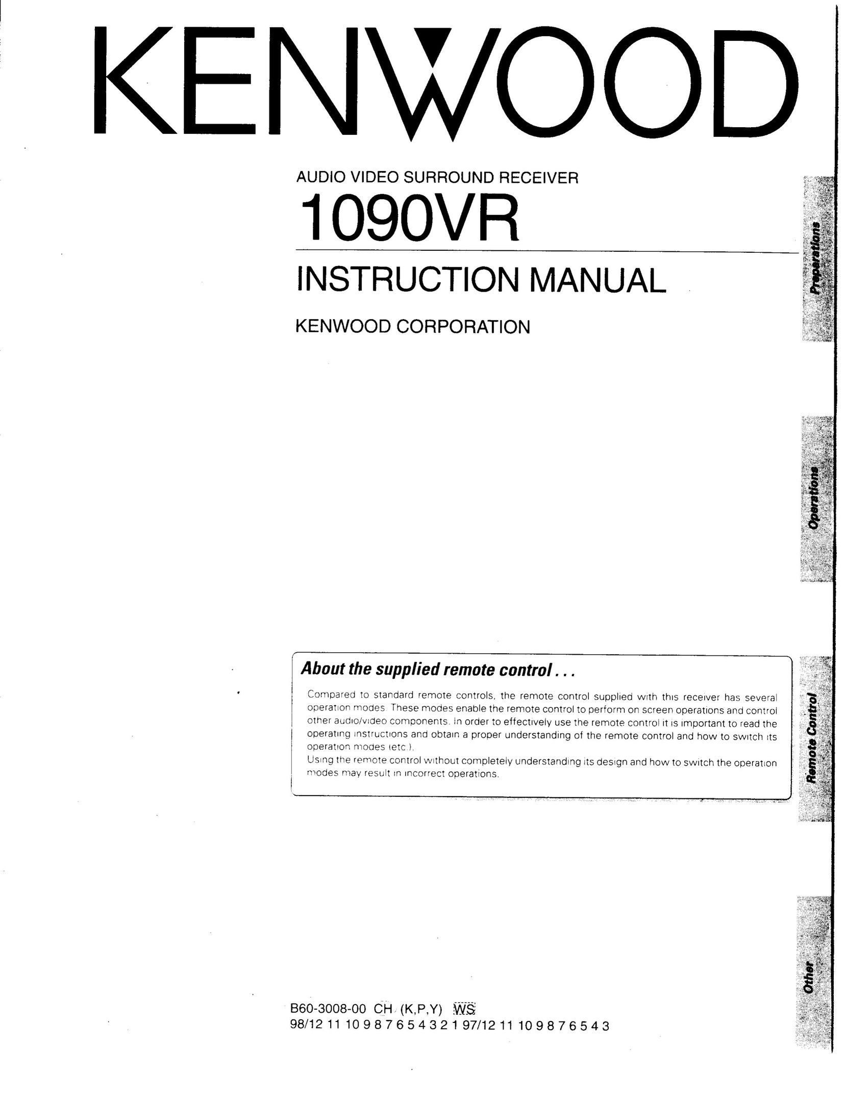 Kenwood 1090VR Home Theater System User Manual