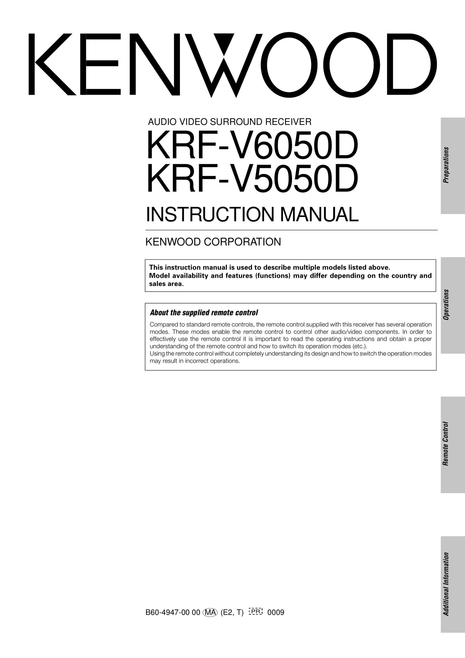 Kenwood KRF-V6050D Home Theater System User Manual