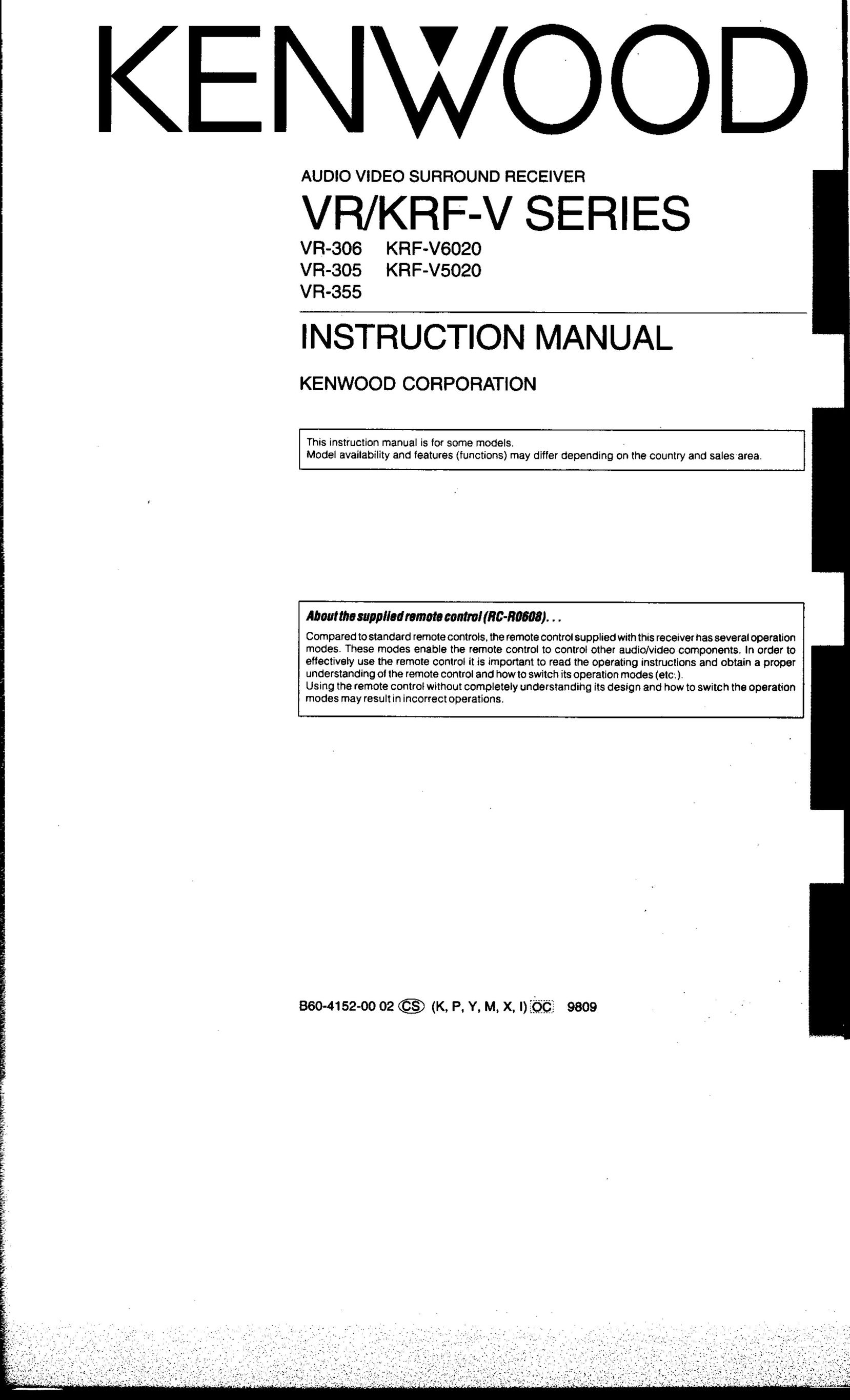 Kenwood VR-305 Home Theater System User Manual