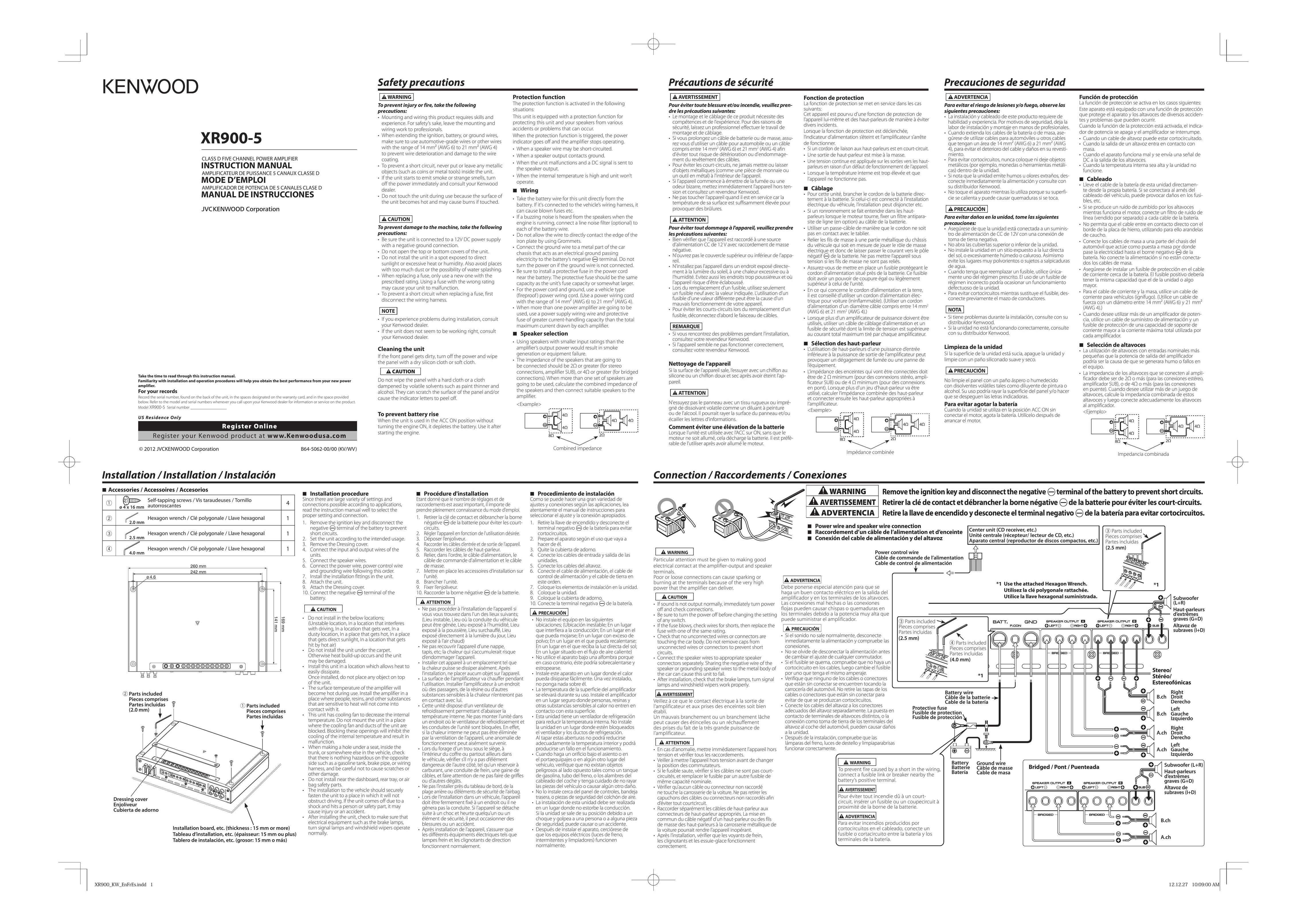 Kenwood XR900-5 Home Theater System User Manual