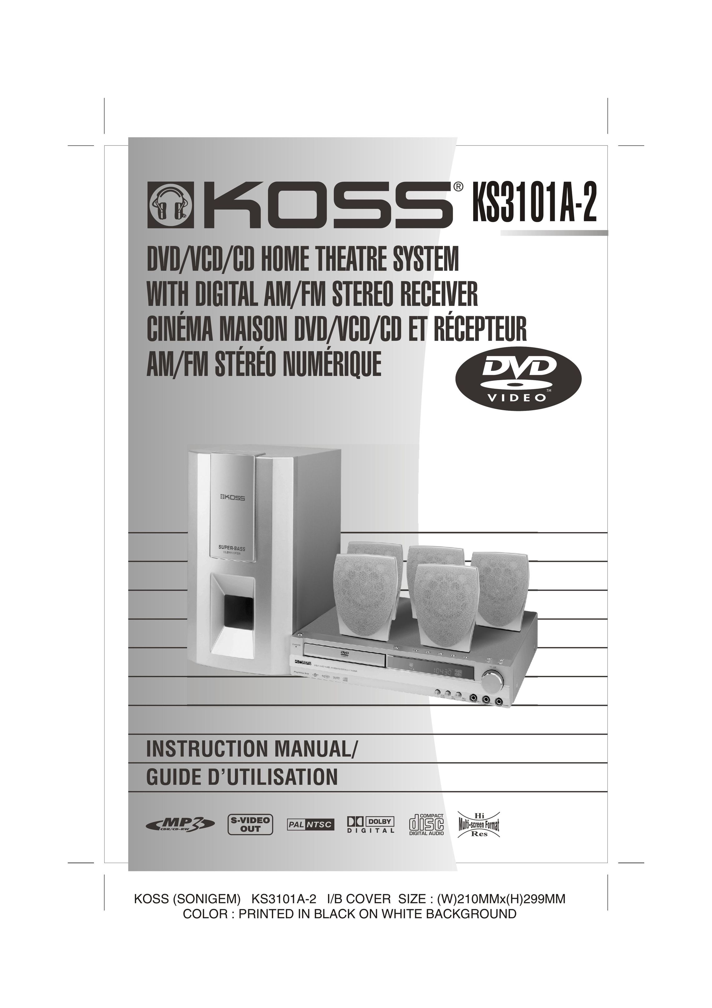 Koss KS3101A-2 Home Theater System User Manual