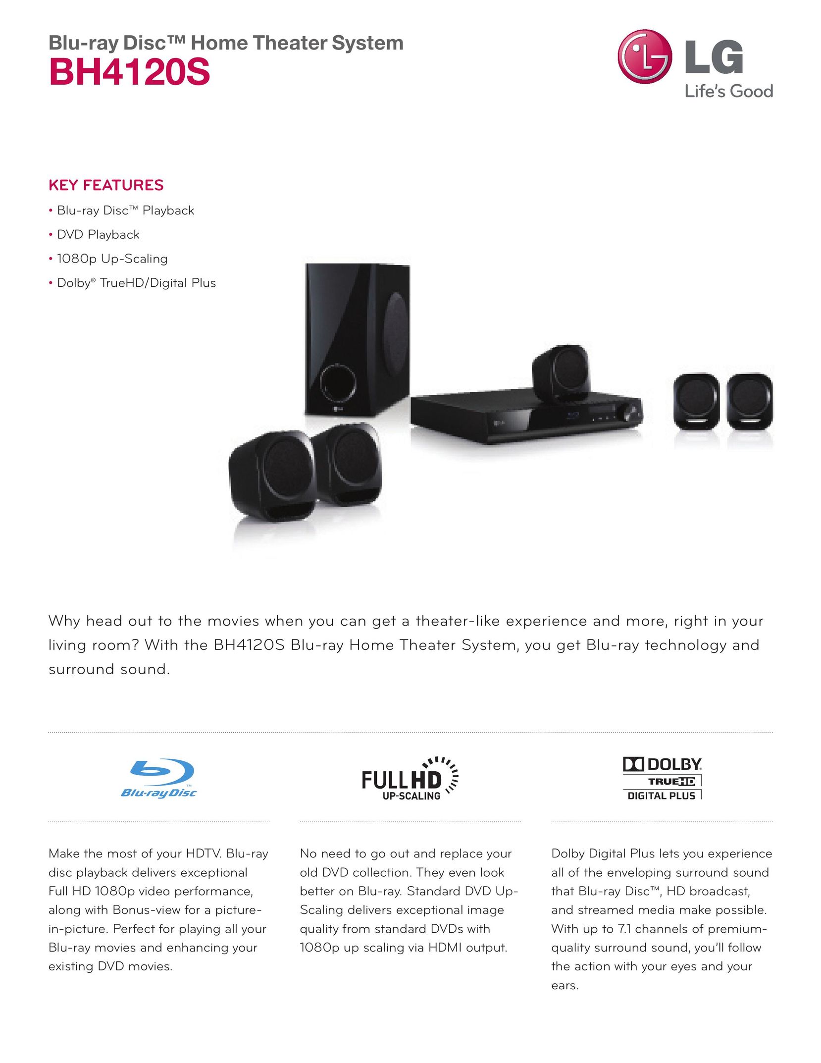 LG Electronics BH4120S Home Theater System User Manual