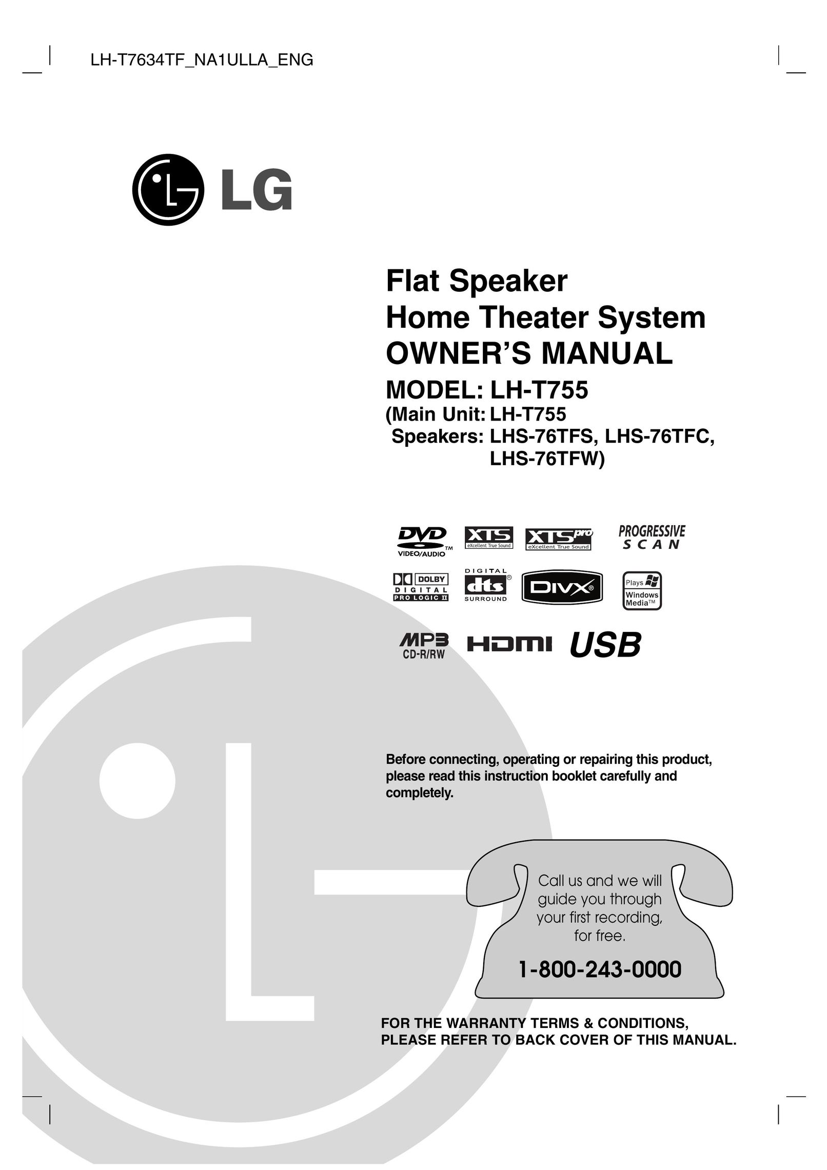 LG Electronics LHS-76TFS Home Theater System User Manual