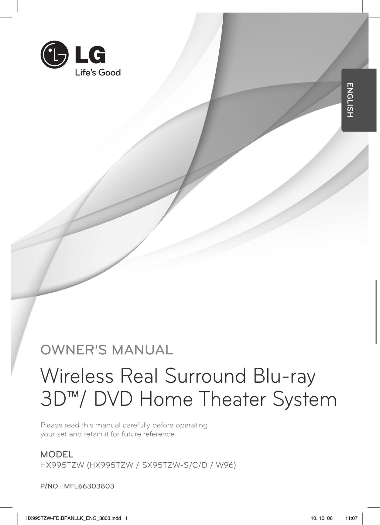 LG Electronics SX95TZW-S Home Theater System User Manual