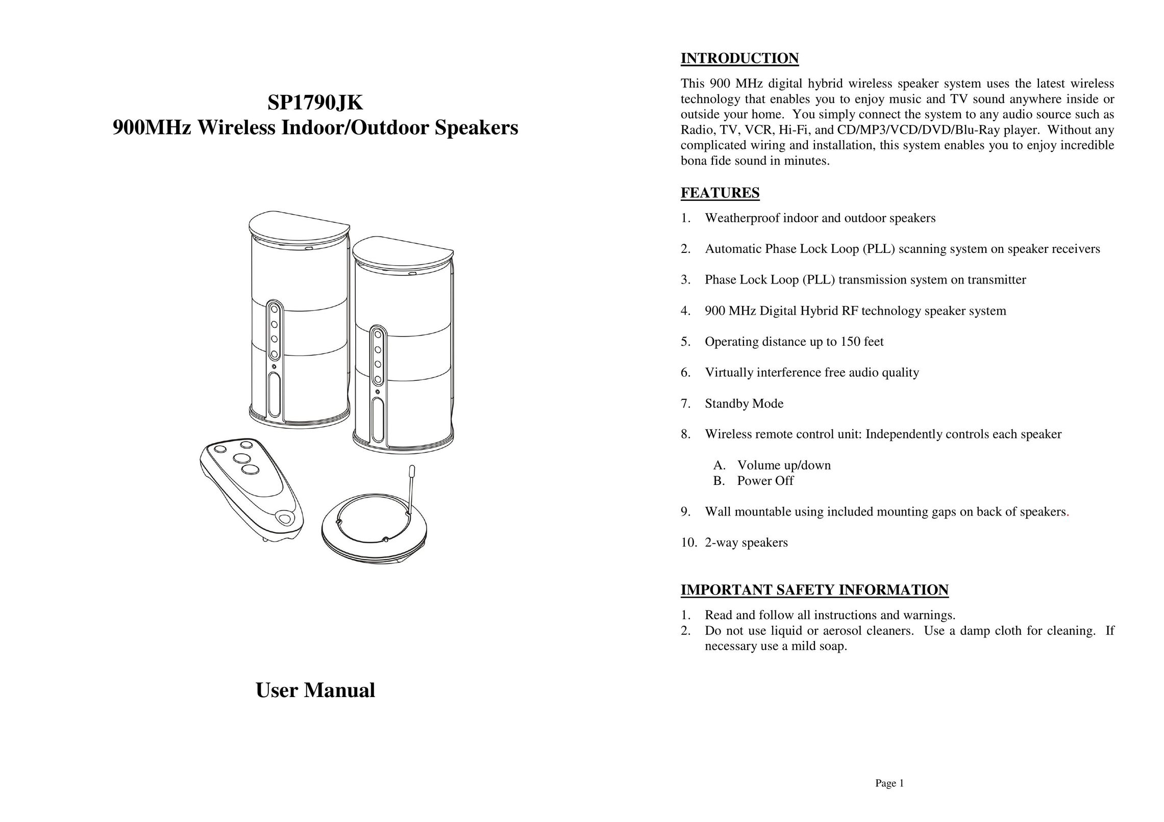 Mark Feldstein & Assoc sp1790jk Home Theater System User Manual