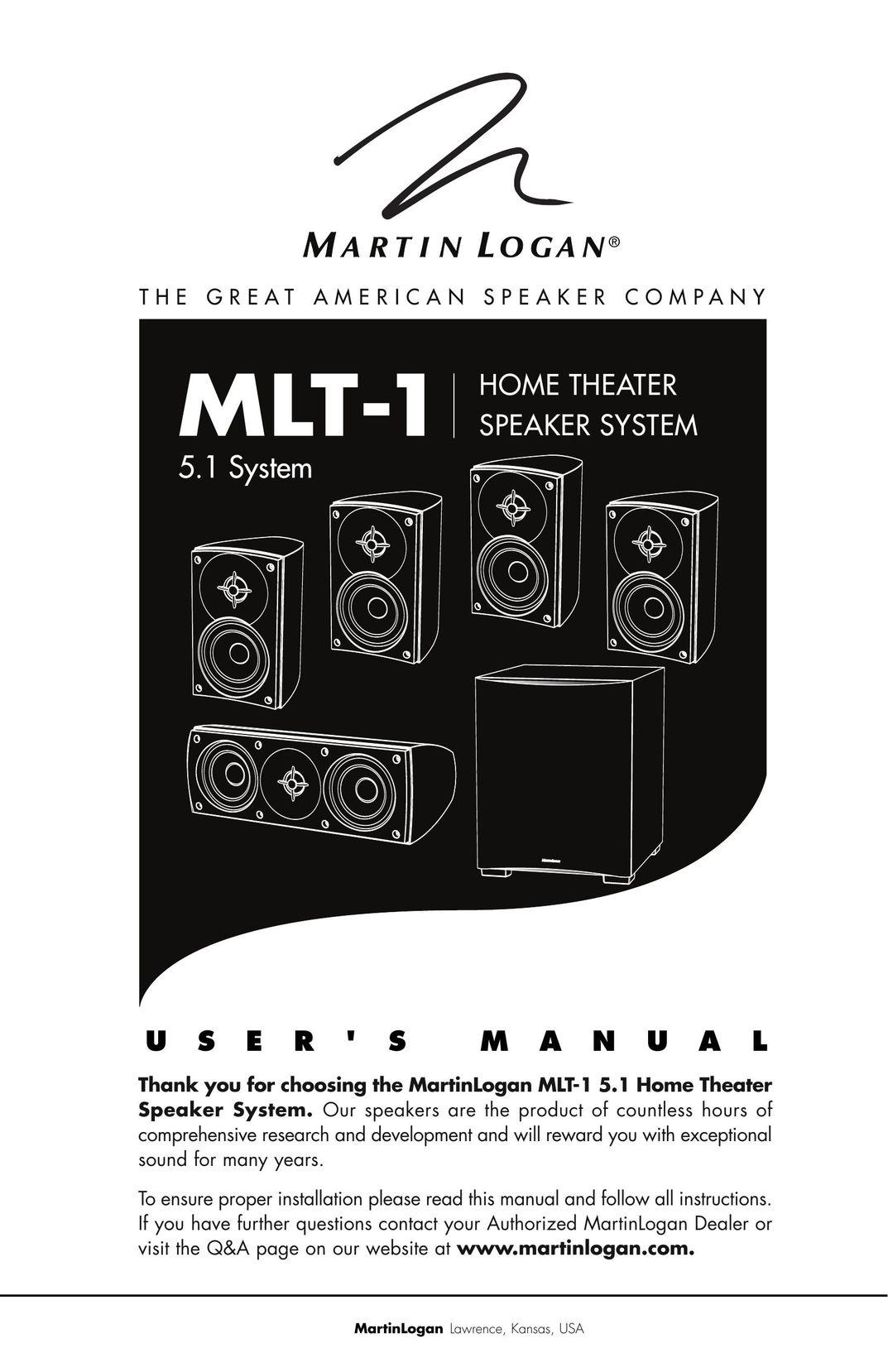 MartinLogan MLT-1 Home Theater System User Manual