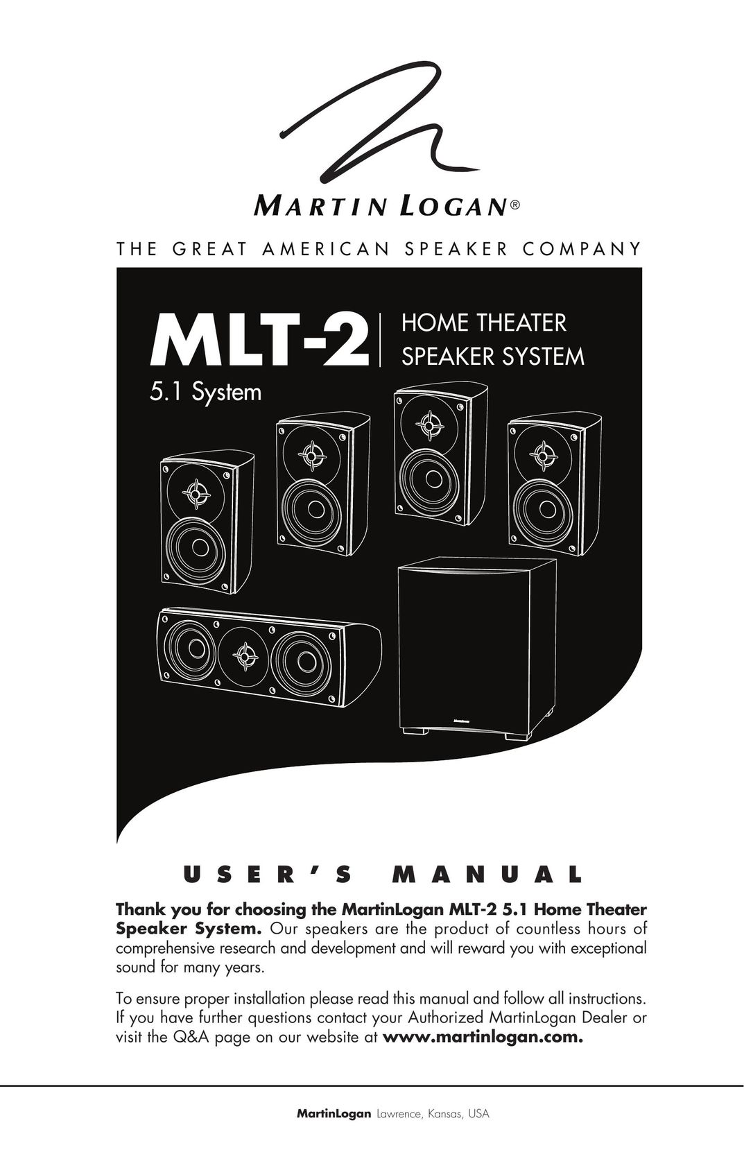 MartinLogan MLT-2 Home Theater System User Manual
