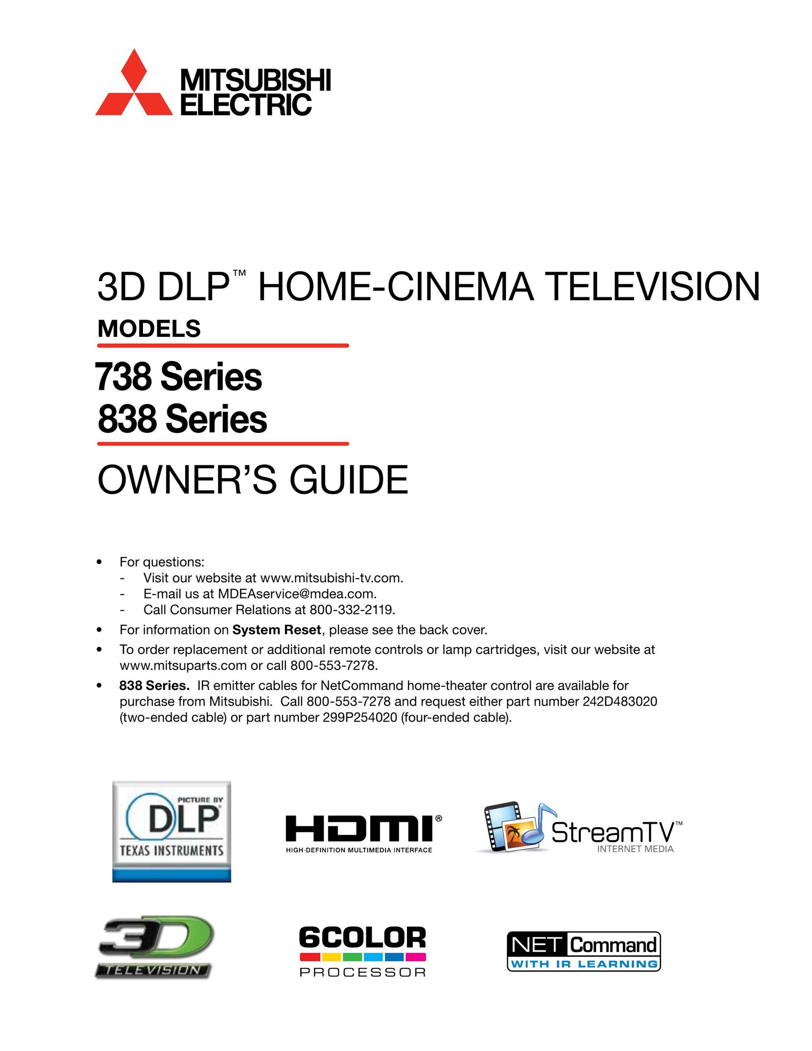 Mitsubishi Electronics 838 SERIES Home Theater System User Manual