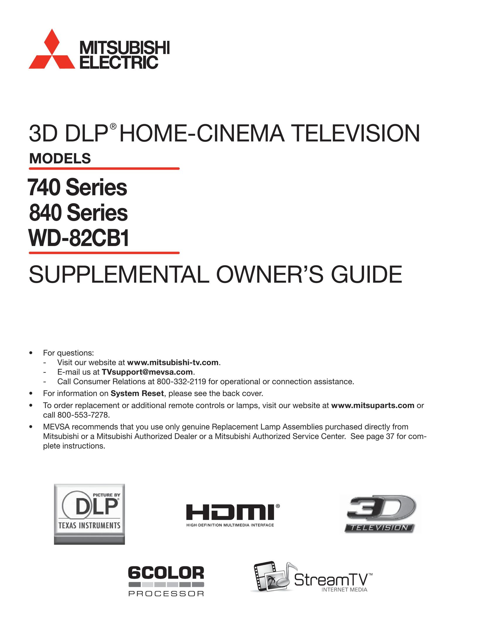 Mitsubishi Electronics WD-82CB1 Home Theater System User Manual