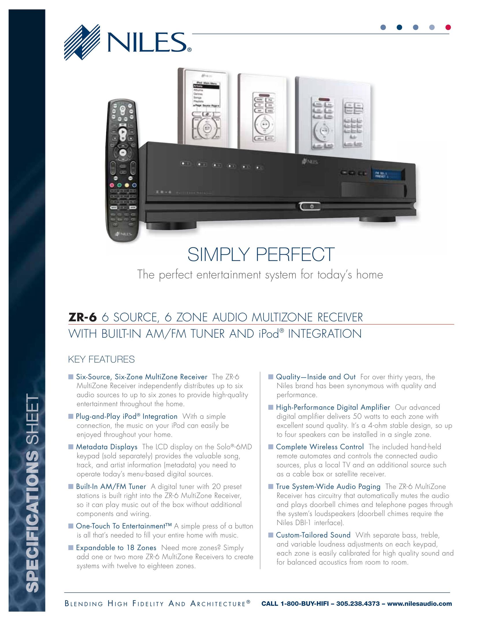 Niles Audio ZR-6 Home Theater System User Manual