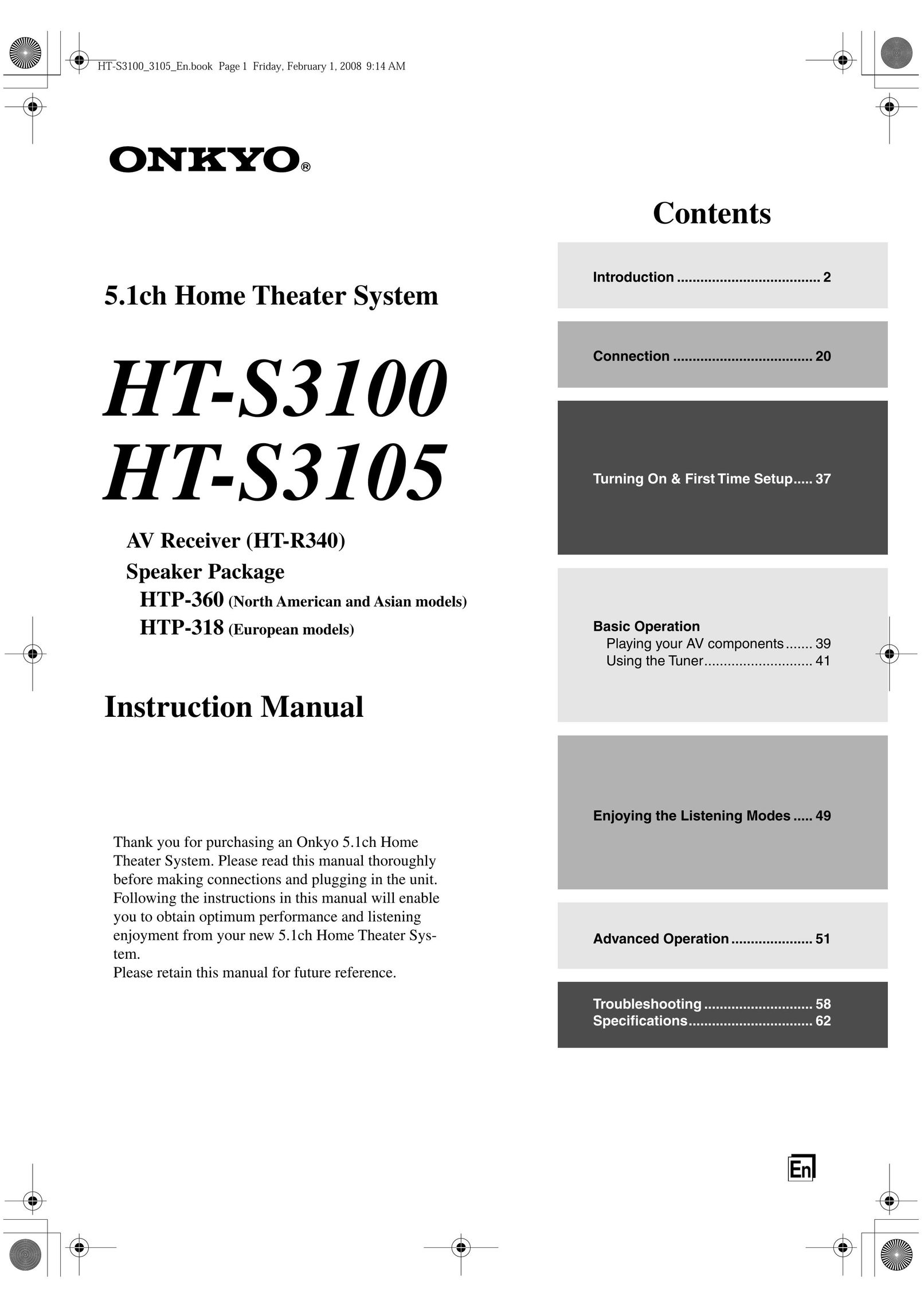 Onkyo HTP-360 Home Theater System User Manual