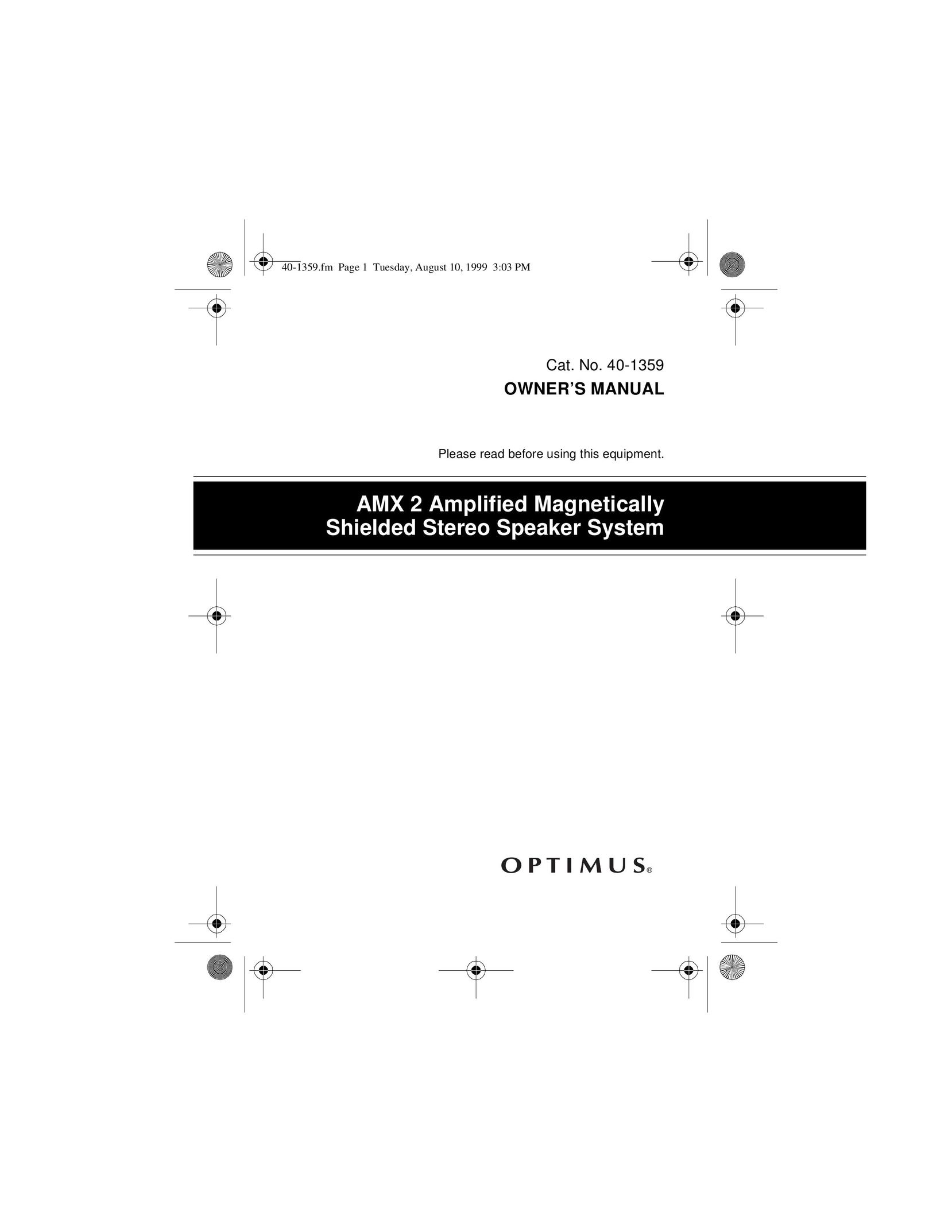 Optimus 40-1359 Home Theater System User Manual