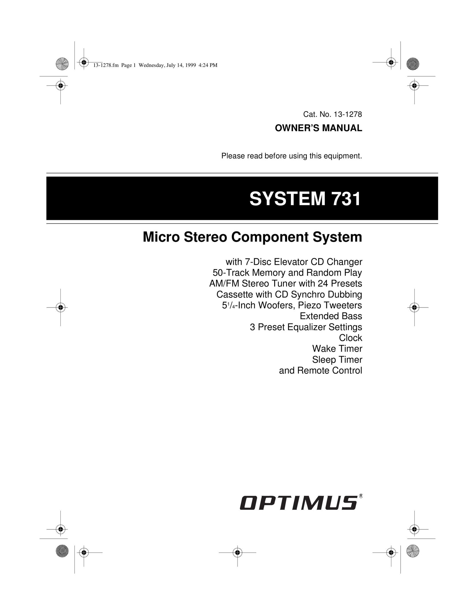 Optimus 731 Home Theater System User Manual