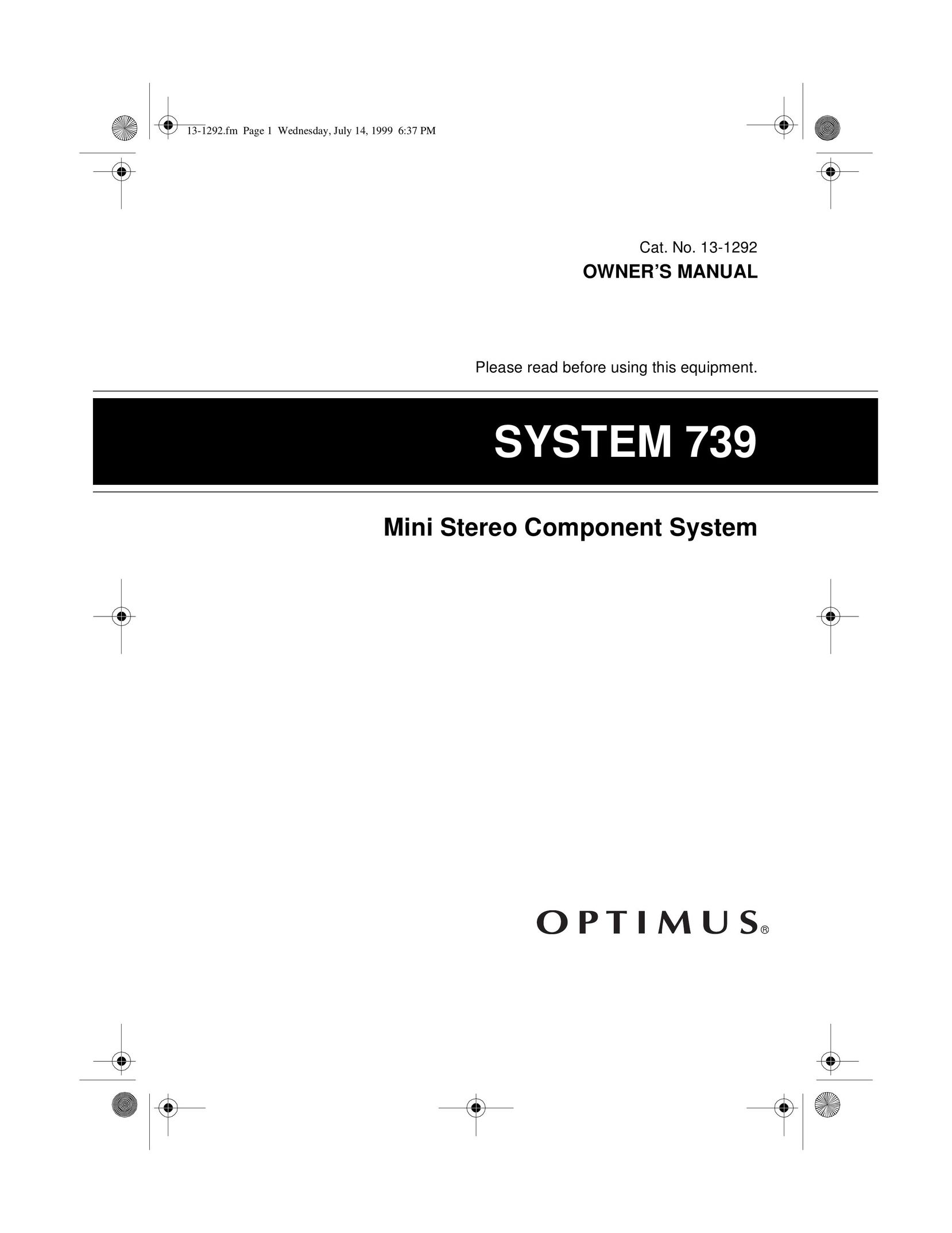 Optimus 739 Home Theater System User Manual