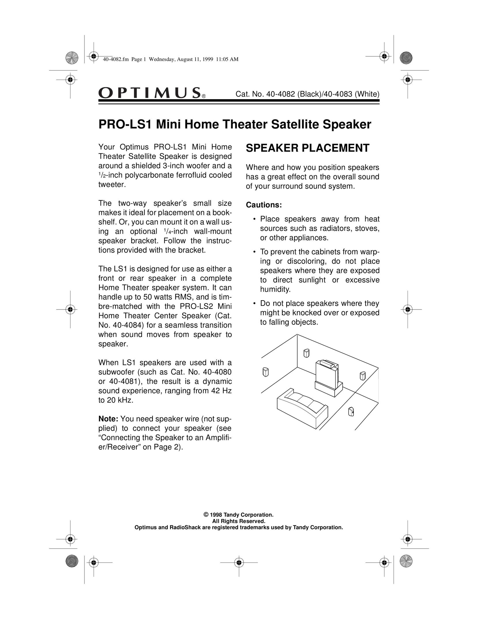 Optimus PRO-LS1 Home Theater System User Manual