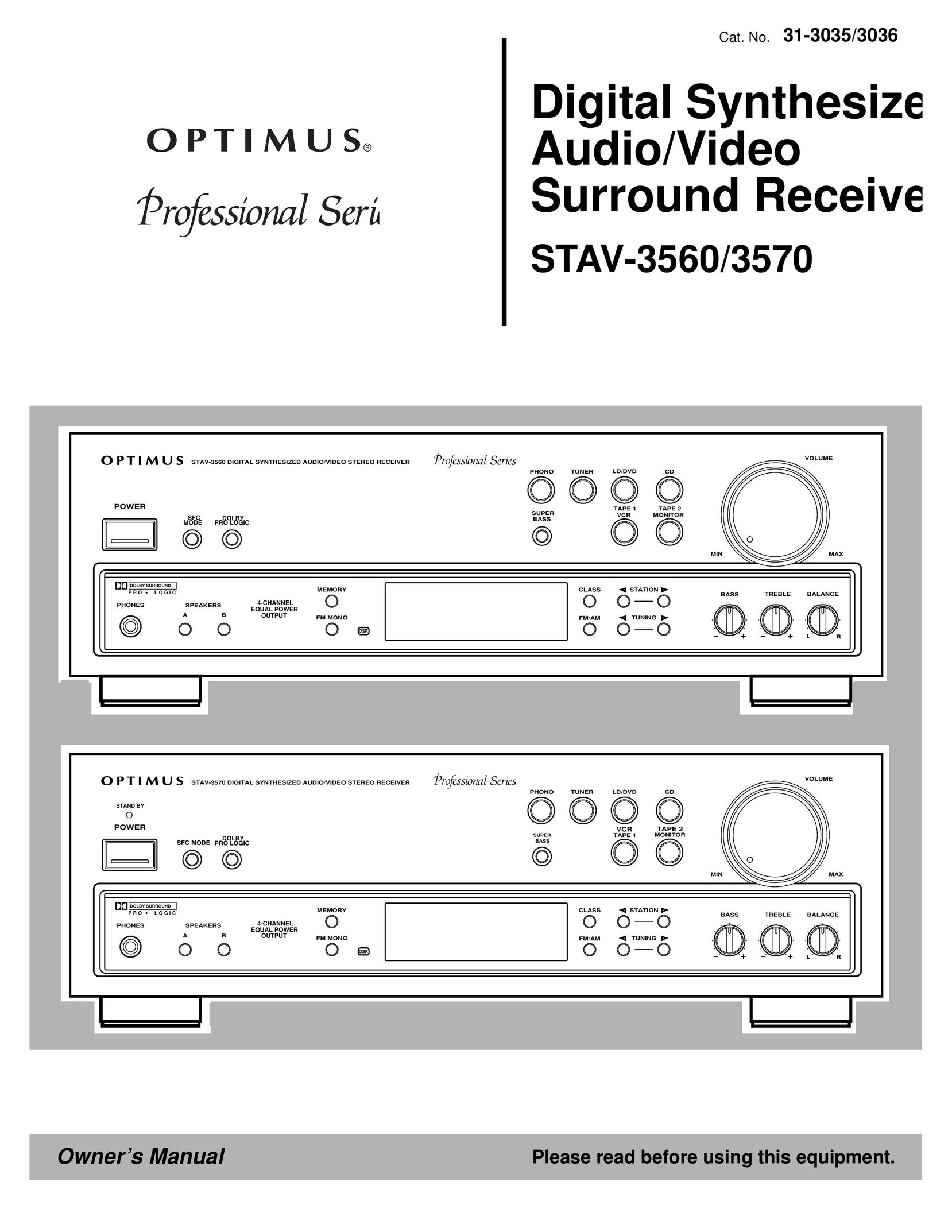 Optimus STAV-3560 Stereo Receiver User Manual