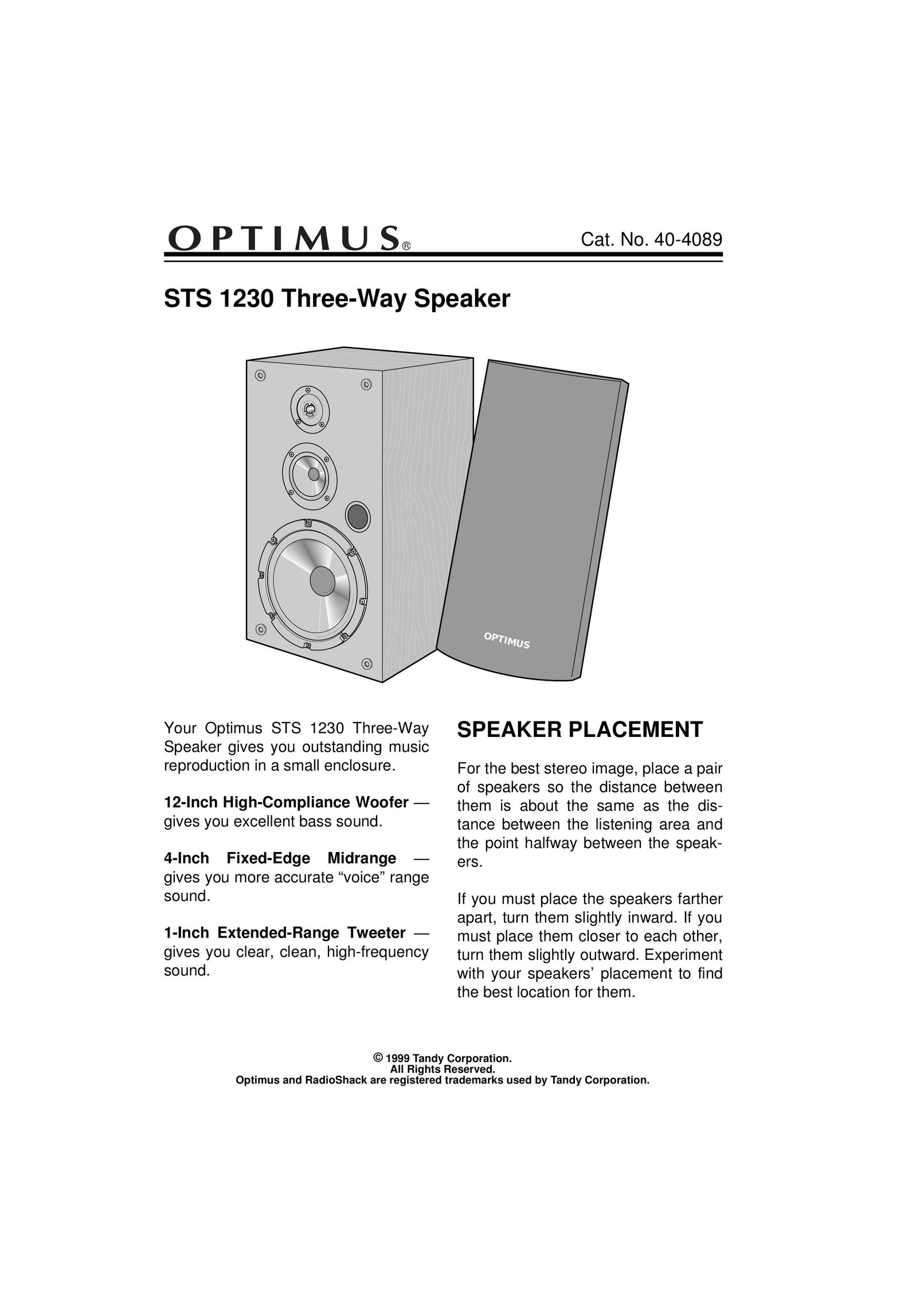 Optimus STS 1230 Home Theater System User Manual