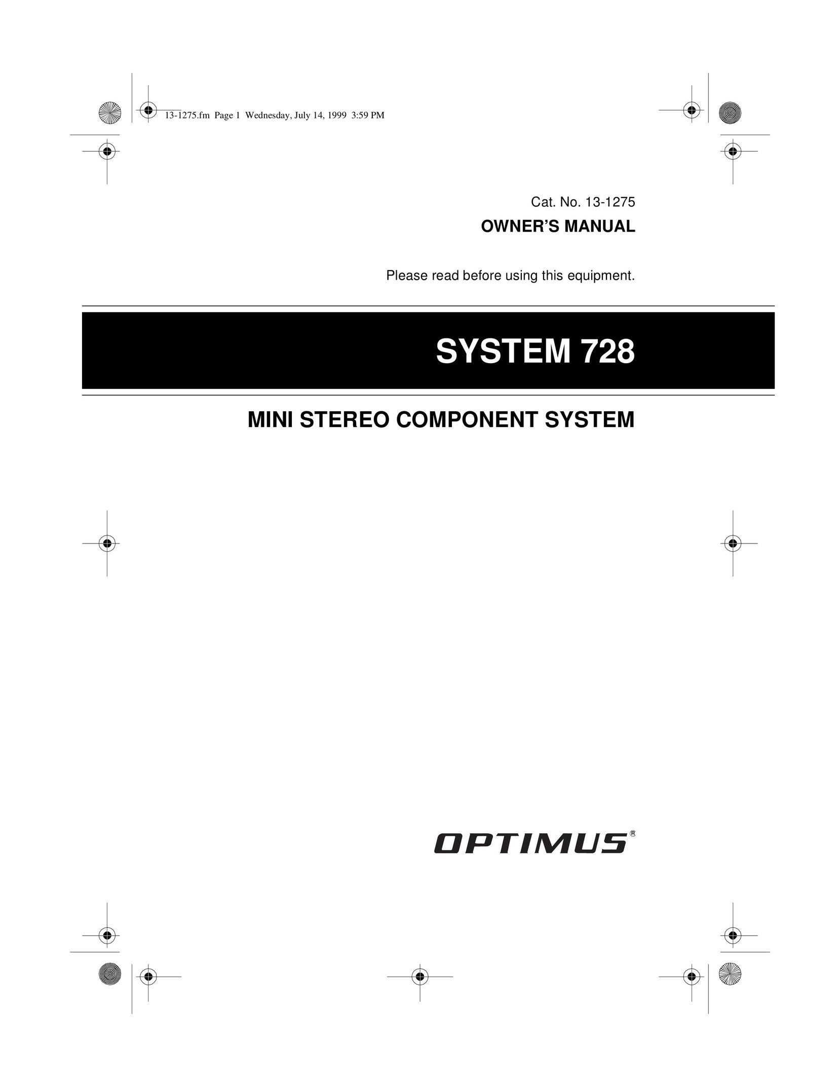 Optimus SYSTEM 728 Home Theater System User Manual