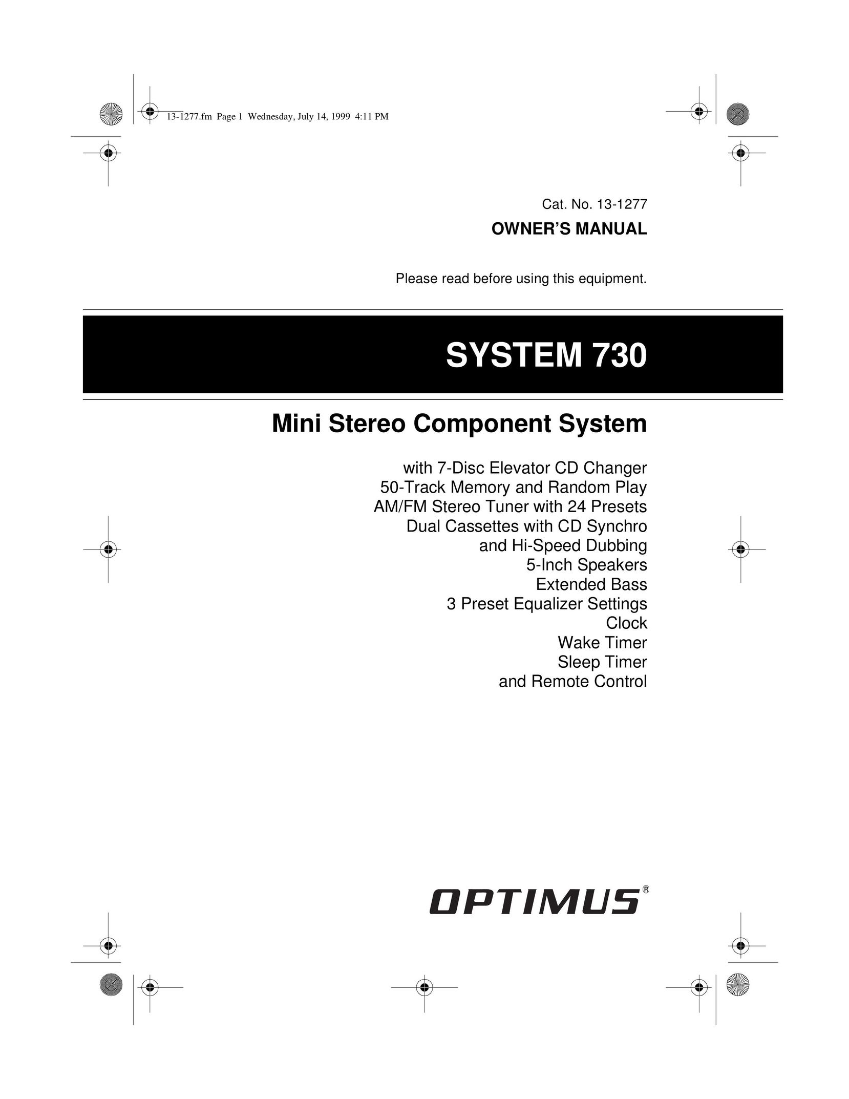 Optimus SYSTEM 730 Home Theater System User Manual