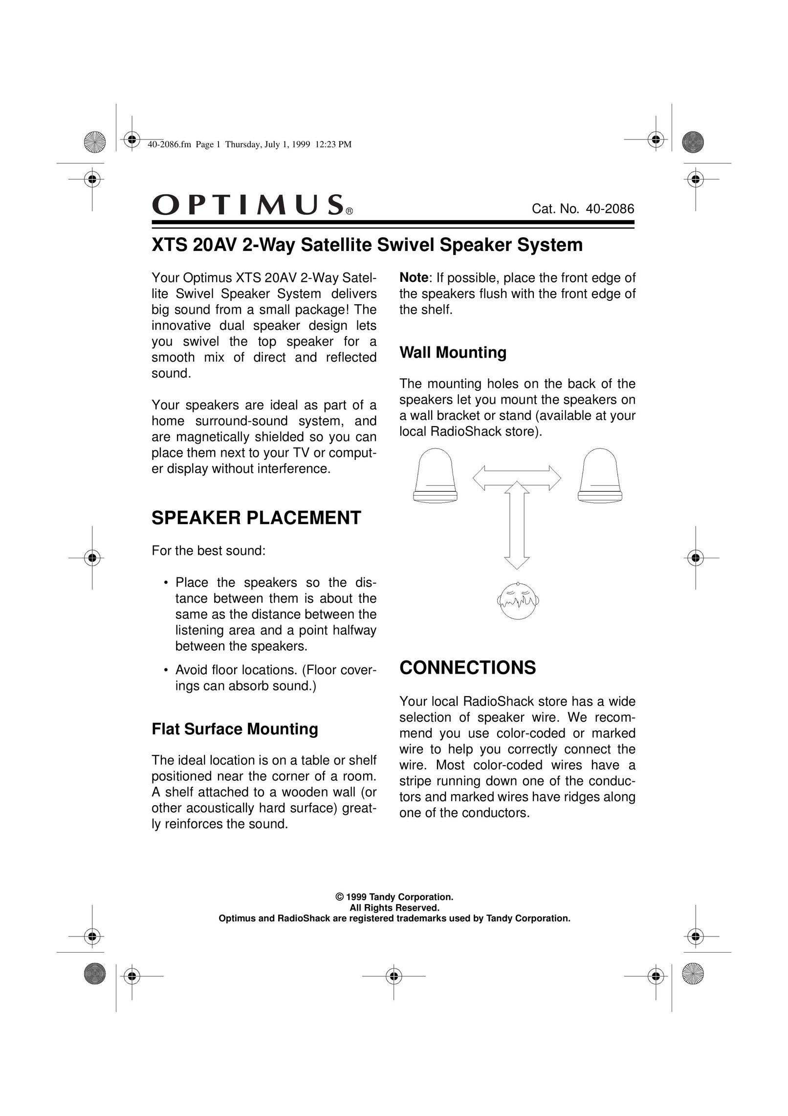 Optimus XTS 20AV Home Theater System User Manual