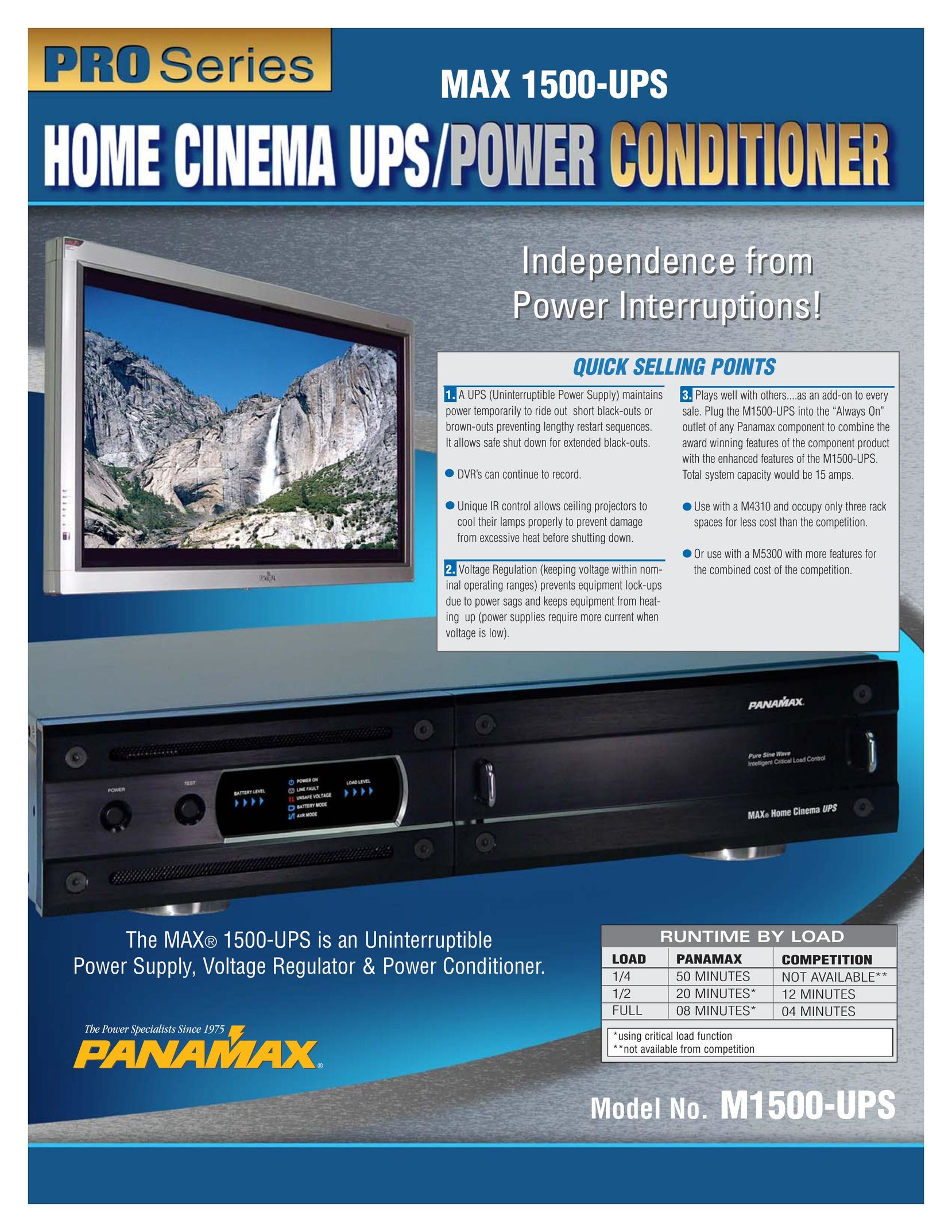 Panamax MAX 1500-UPS Home Theater System User Manual