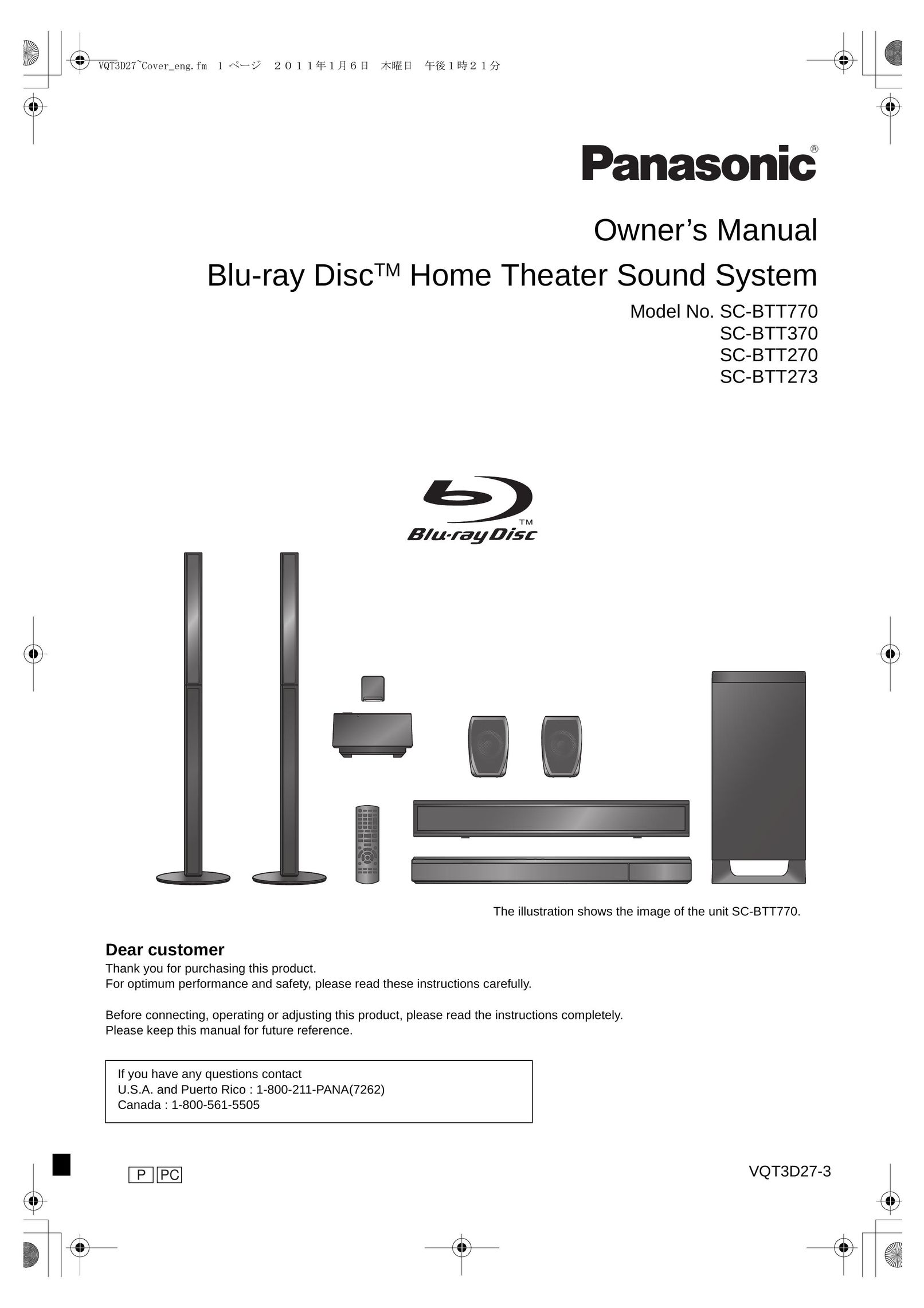 Panasonic SC-BTT370 Home Theater System User Manual