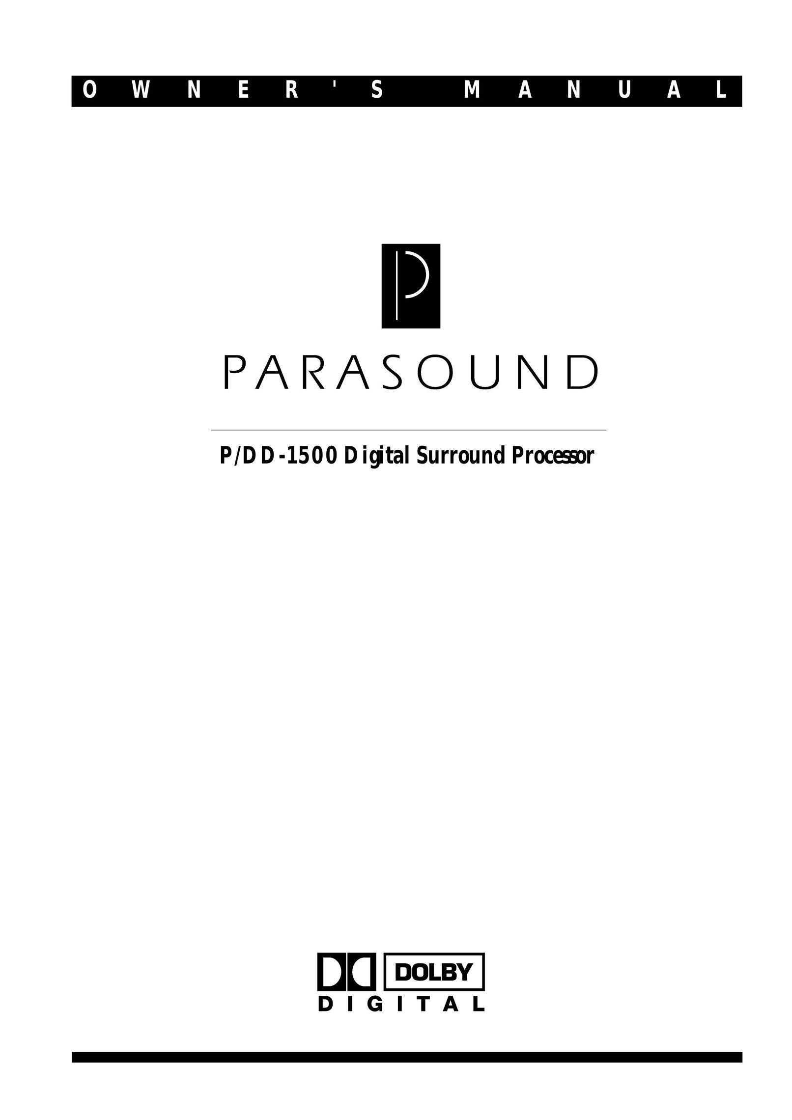 Parasound P/DD-1500 Home Theater System User Manual