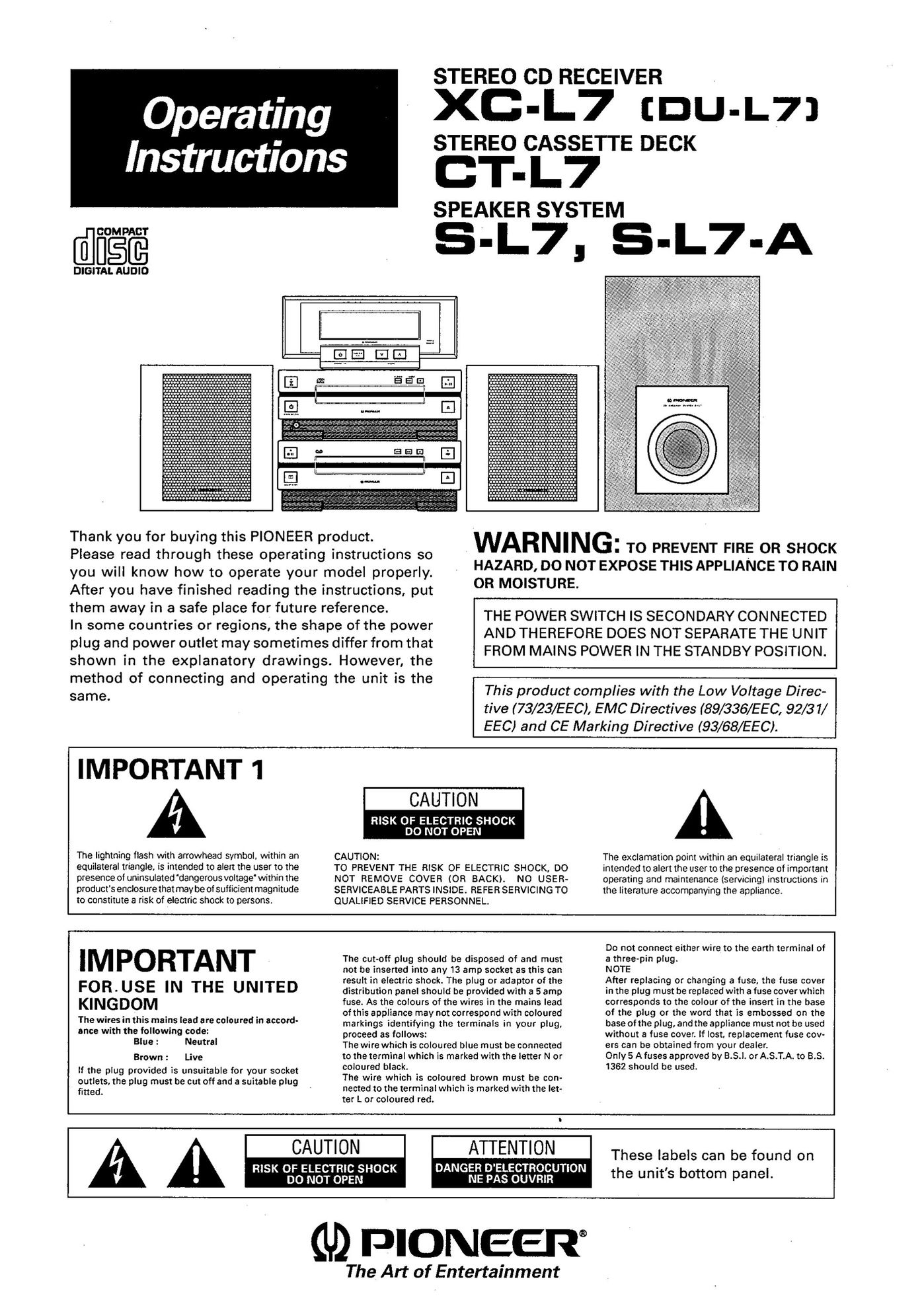 Pioneer CTL7 Home Theater System User Manual