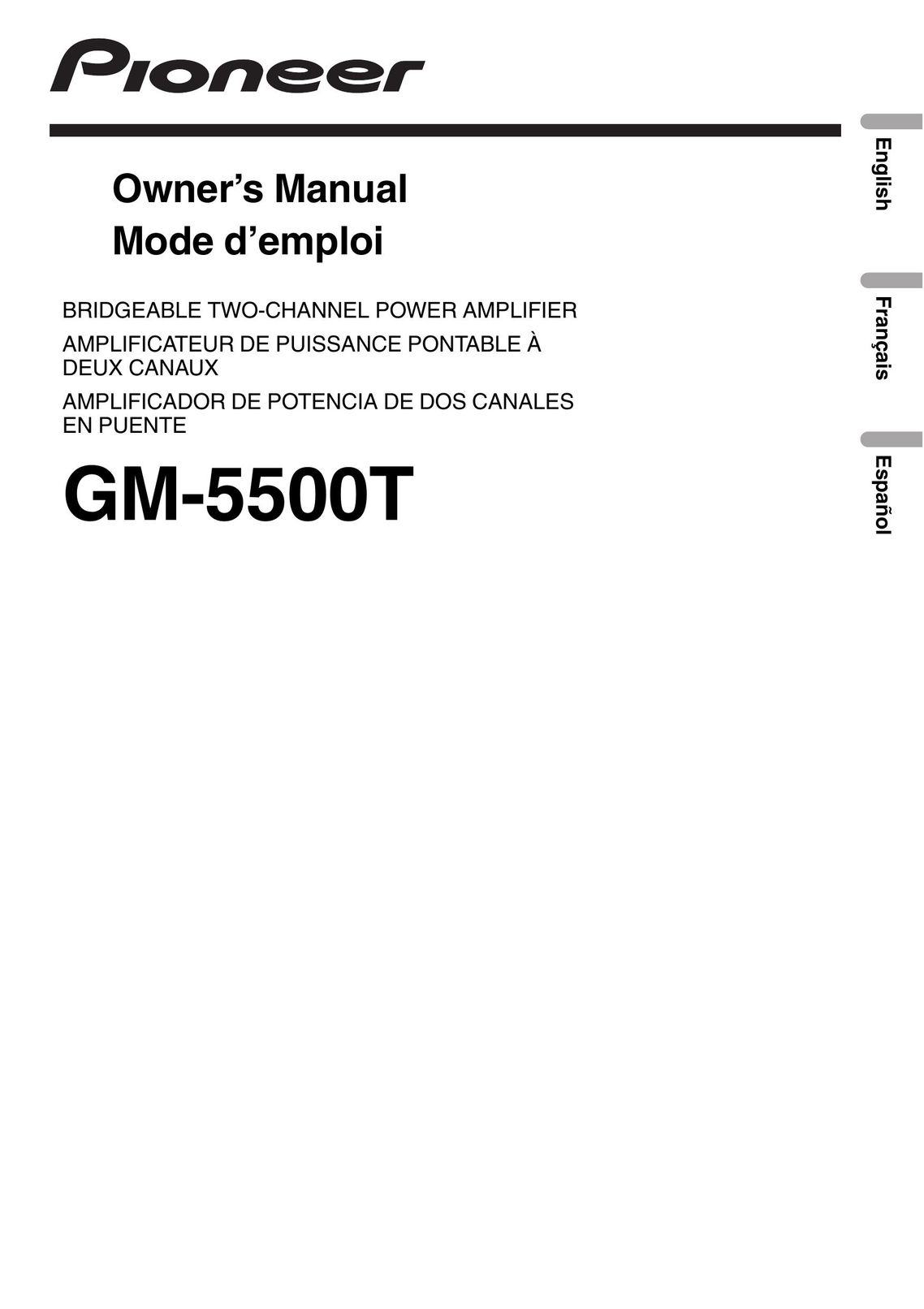 Pioneer GM-5500T Home Theater System User Manual