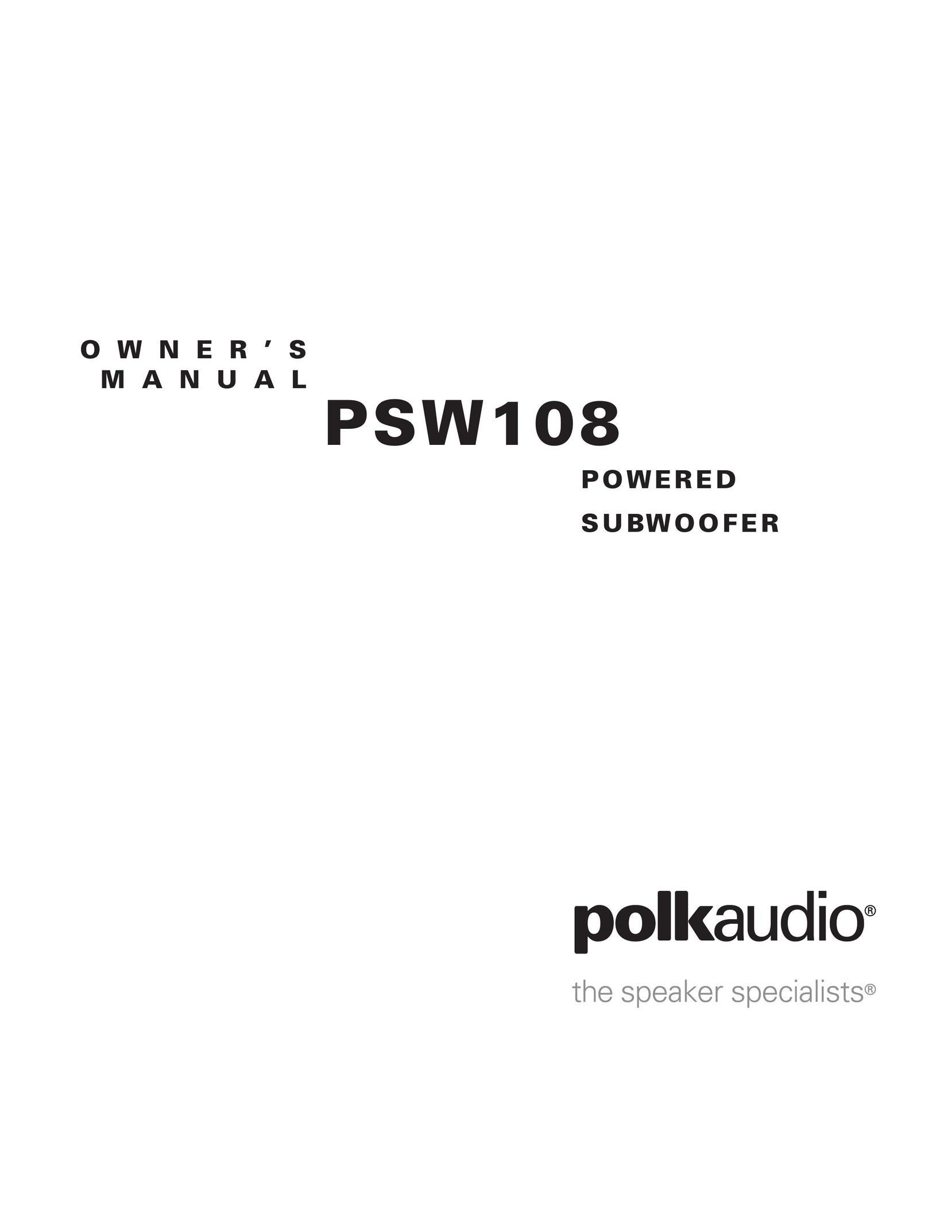 Polk Audio PSW108 Home Theater System User Manual