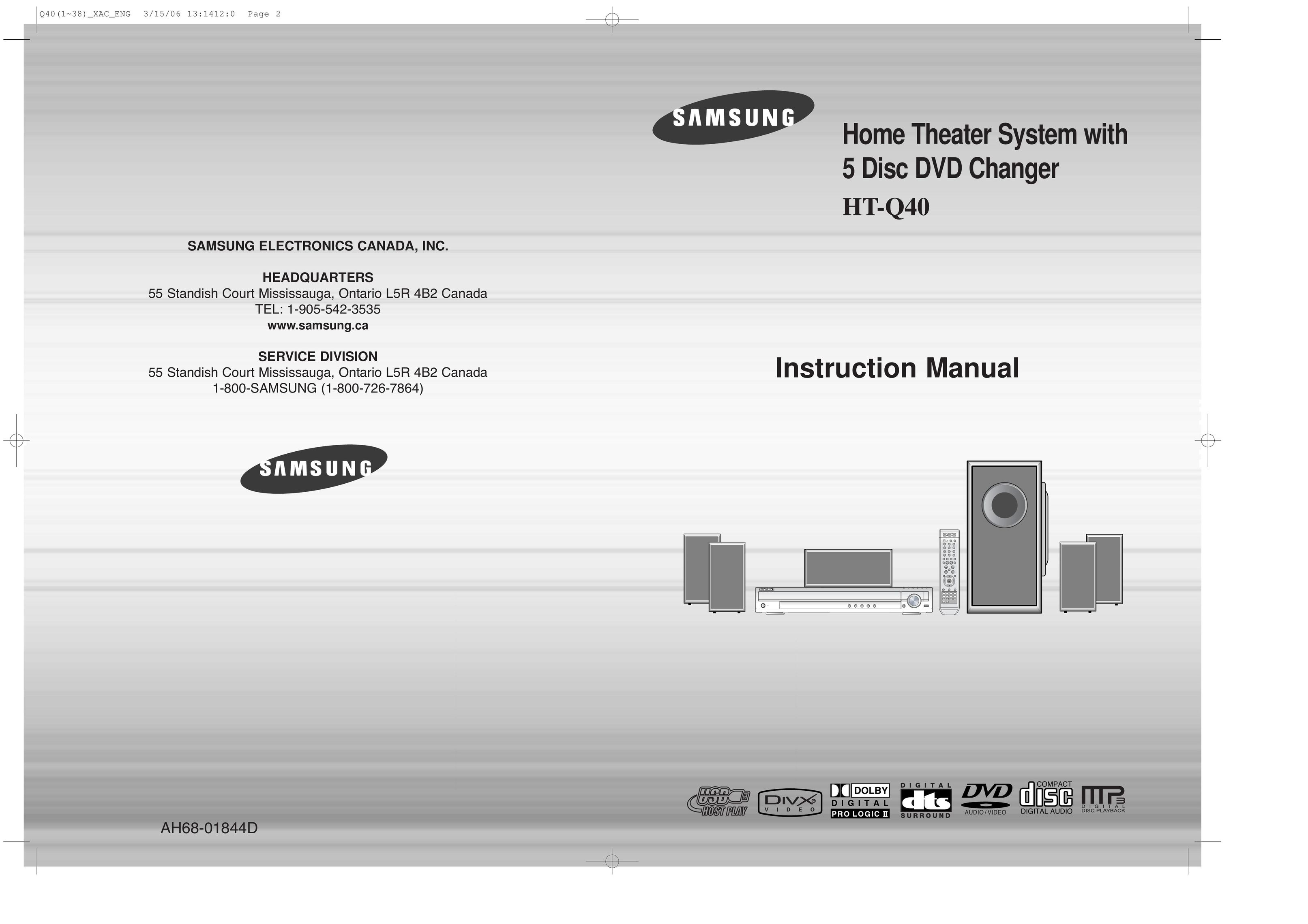 Samsung AH68-01844D Home Theater System User Manual