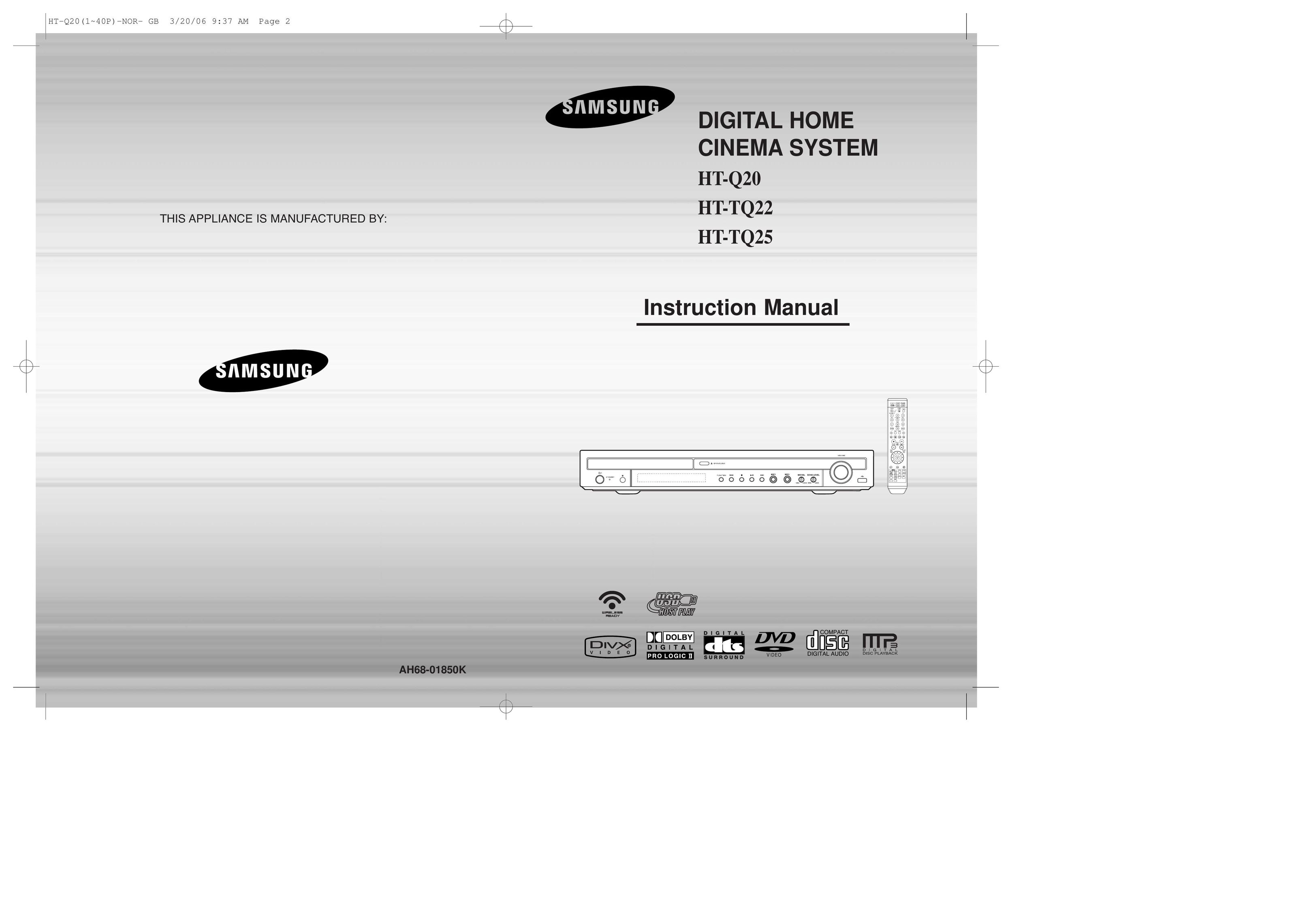 Samsung AH68-01850K Home Theater System User Manual