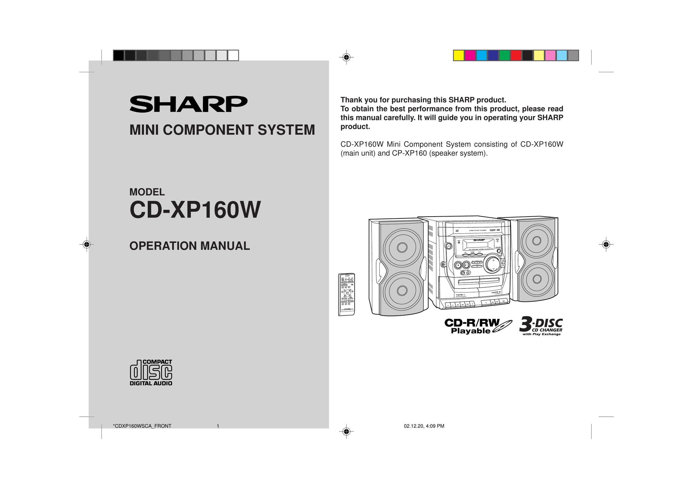 Sharp CD-XP160W Home Theater System User Manual