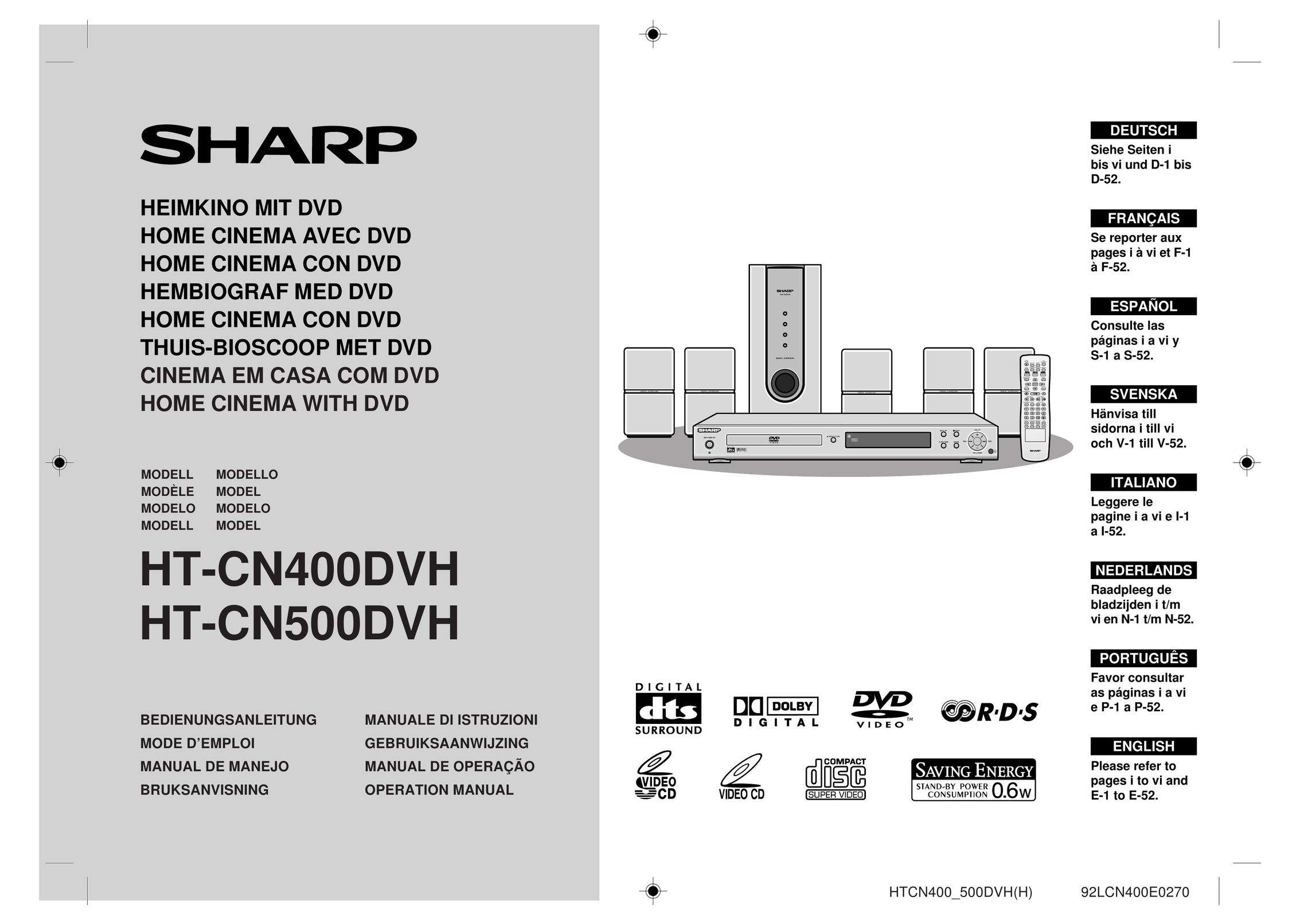 Sharp HT-CN400DVH Home Theater System User Manual