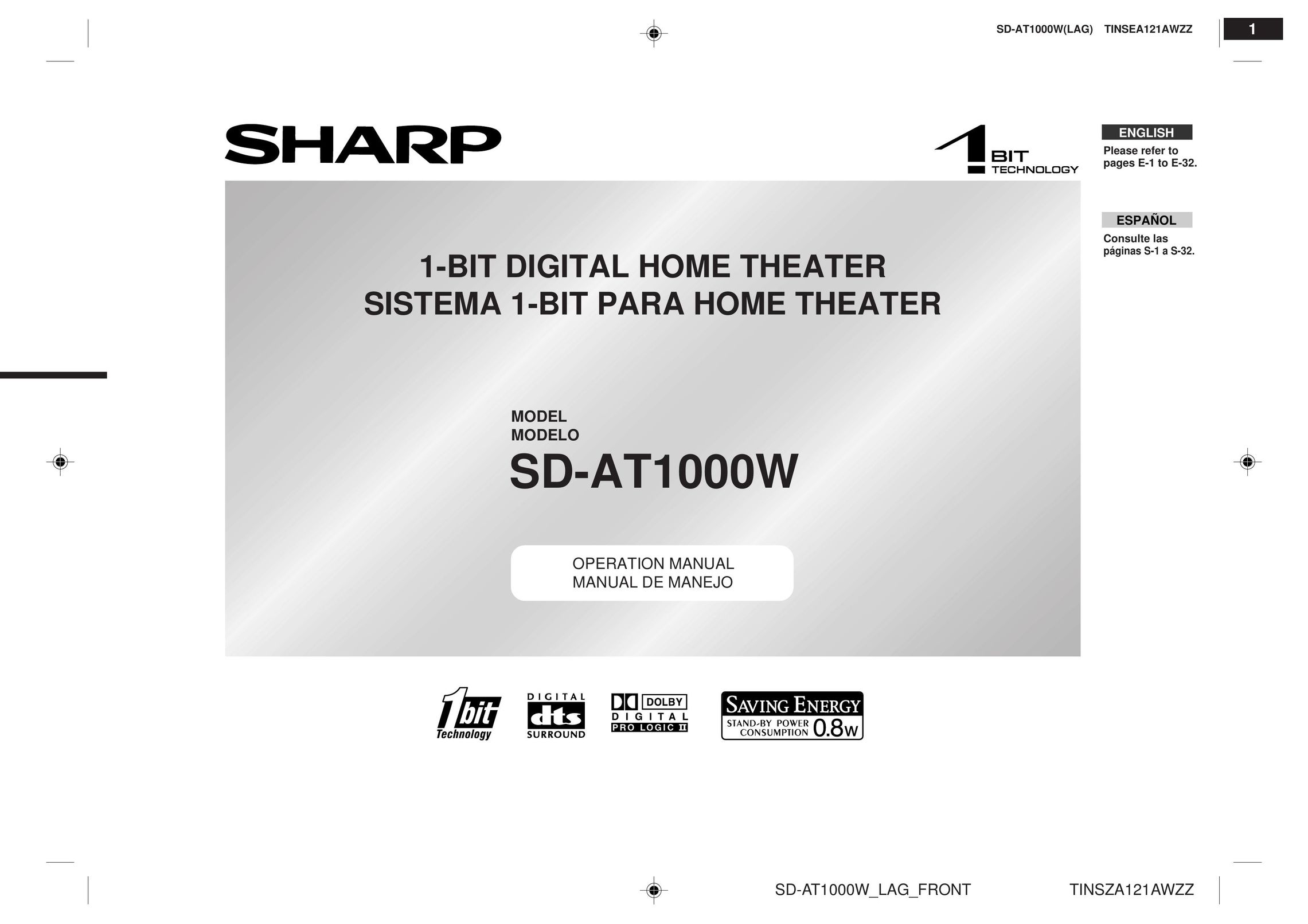 Sharp SD-AT1000W Home Theater System User Manual