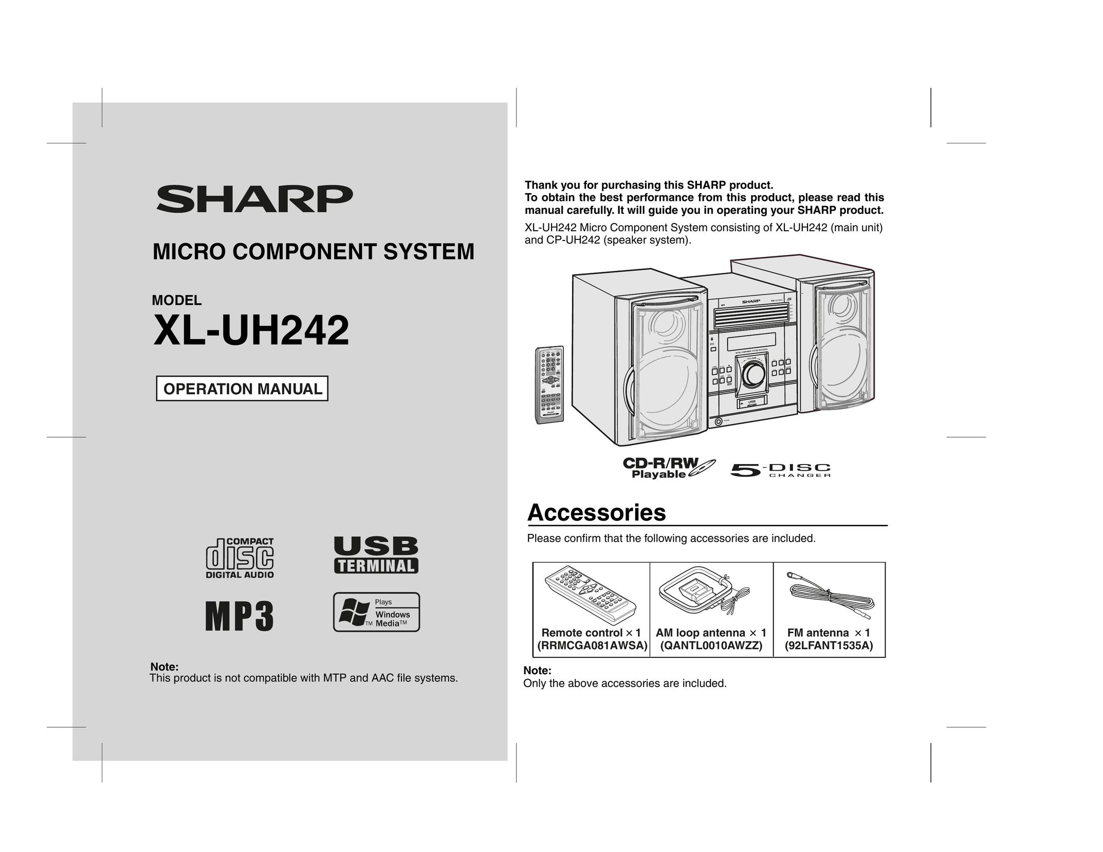 Sharp XL-UH242 Home Theater System User Manual