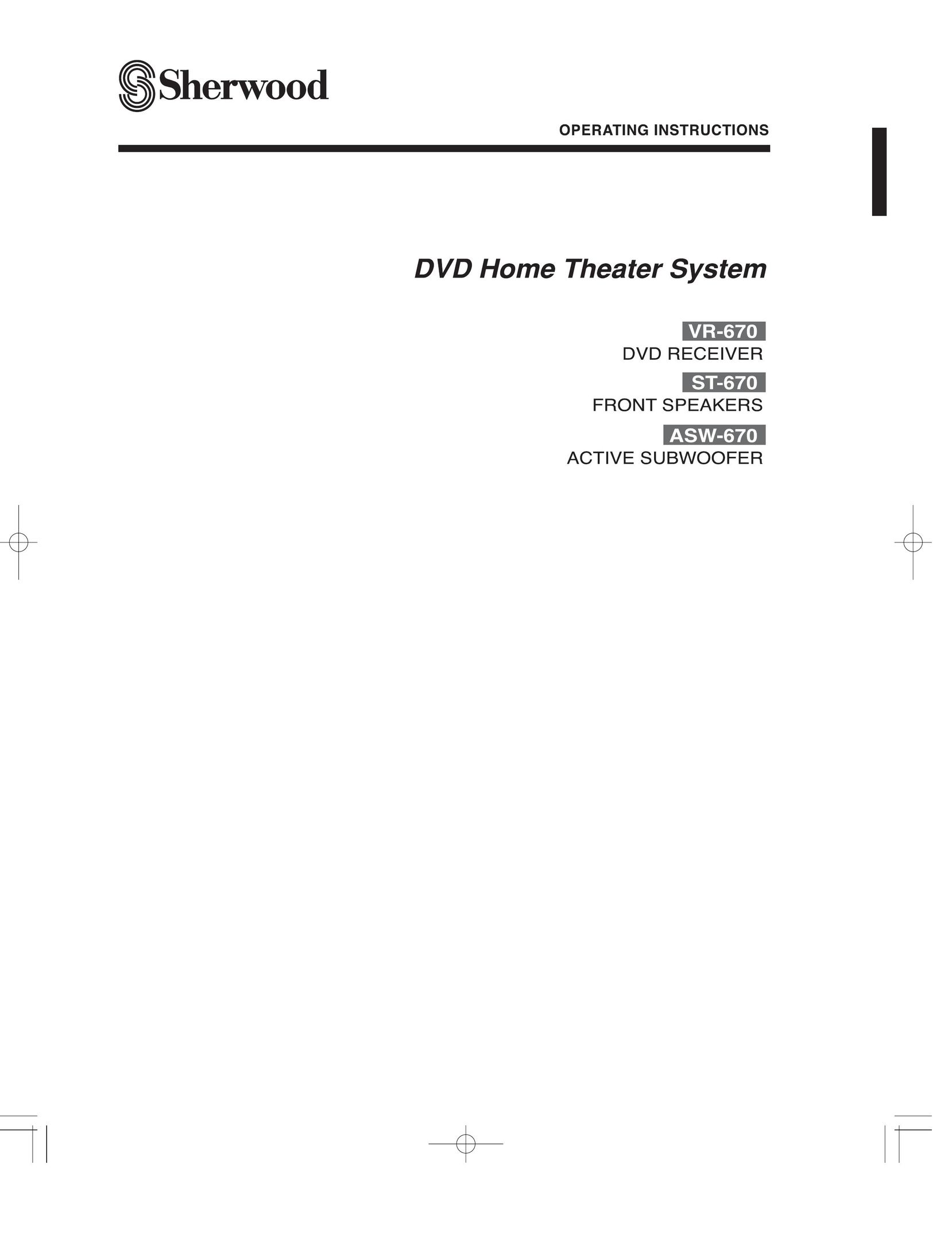 Sherwood ASW-670 Home Theater System User Manual