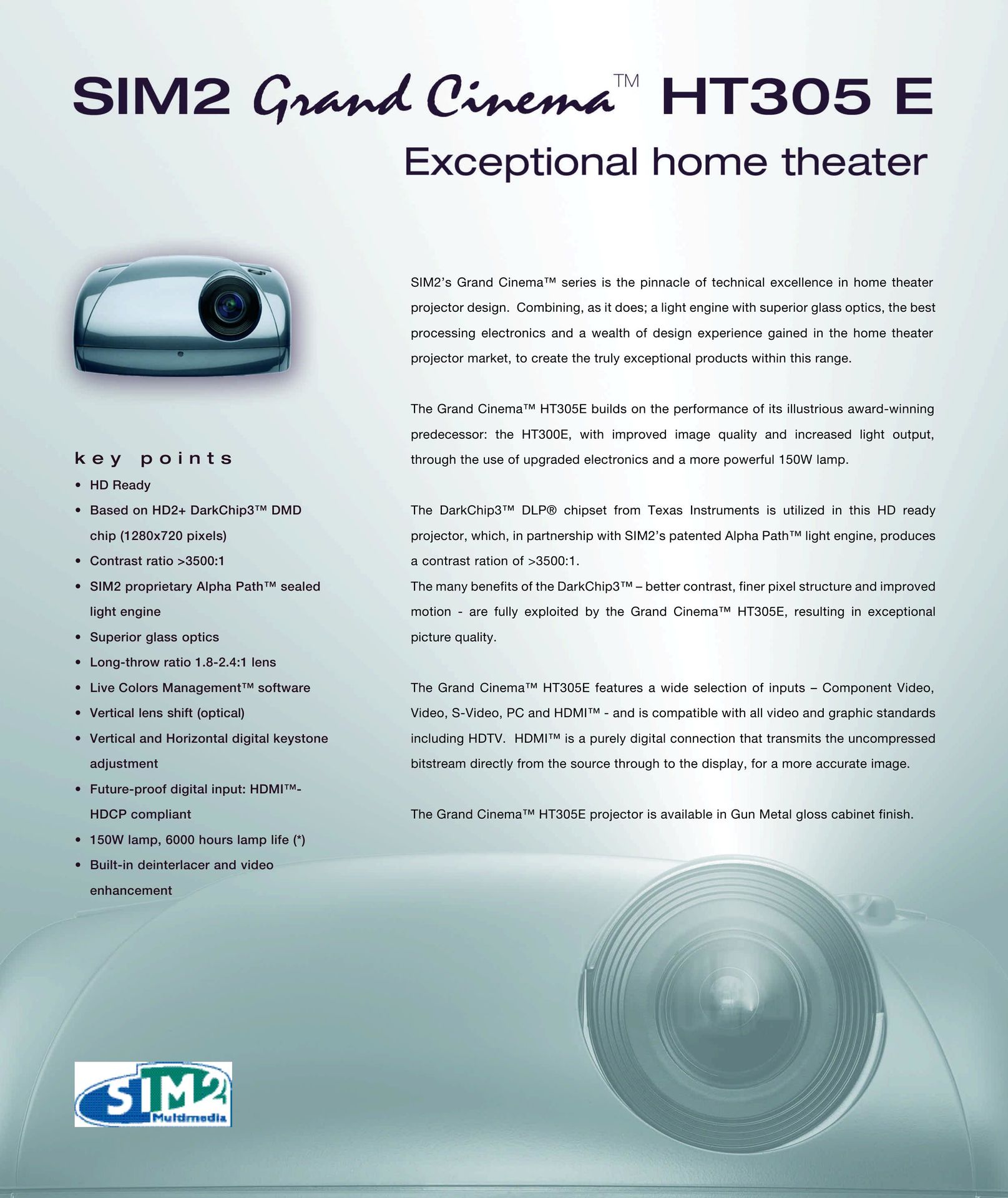 Sim2 Multimedia HT305 E Home Theater System User Manual