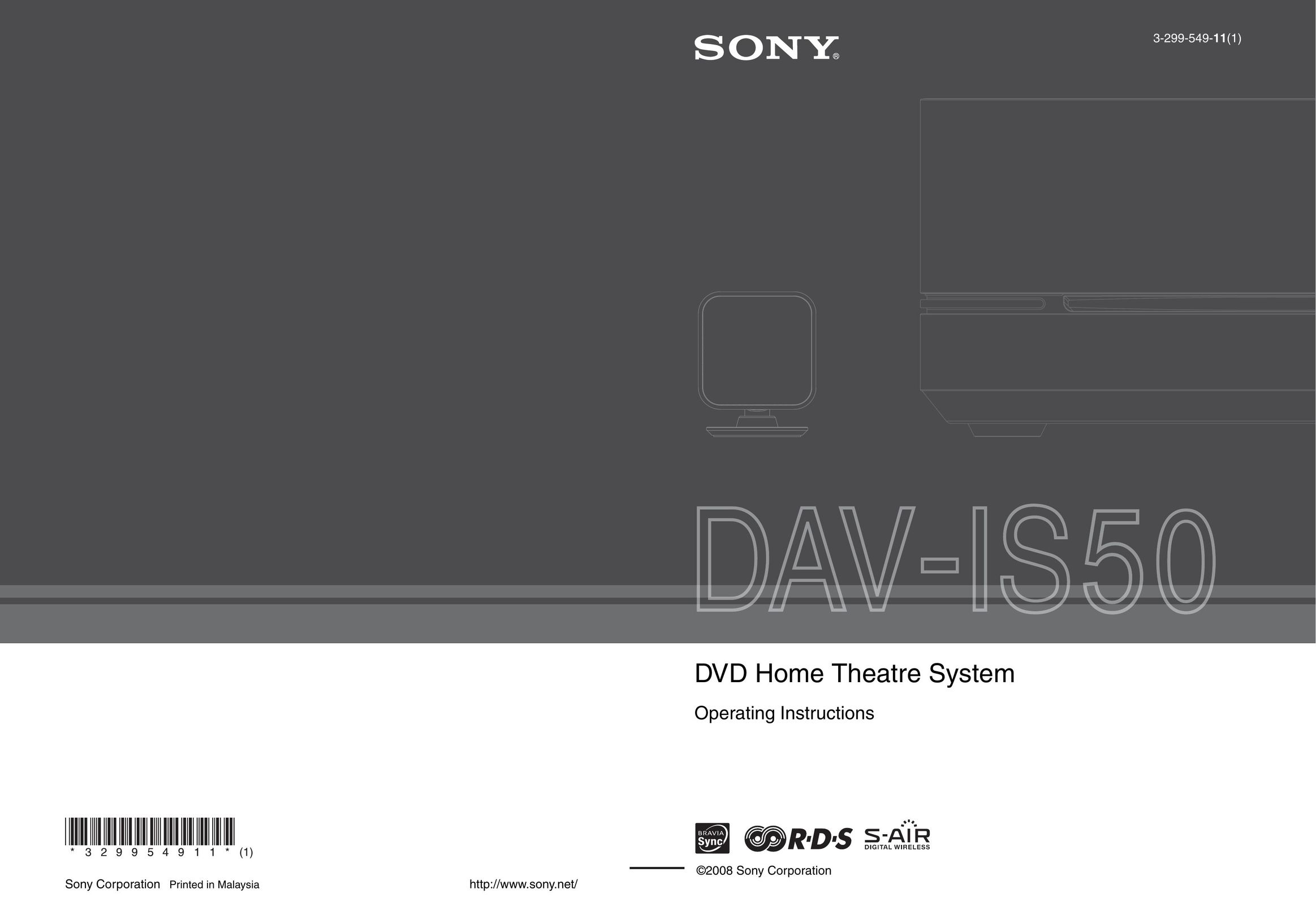 Sony 3-299-549-11(1) Home Theater System User Manual