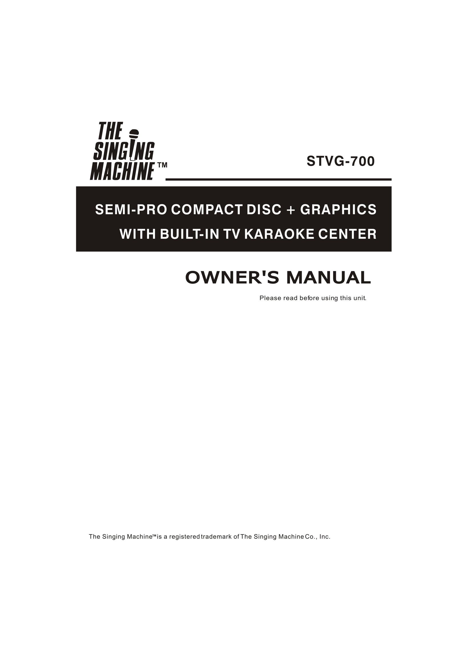 The Singing Machine STVG-700 Home Theater System User Manual