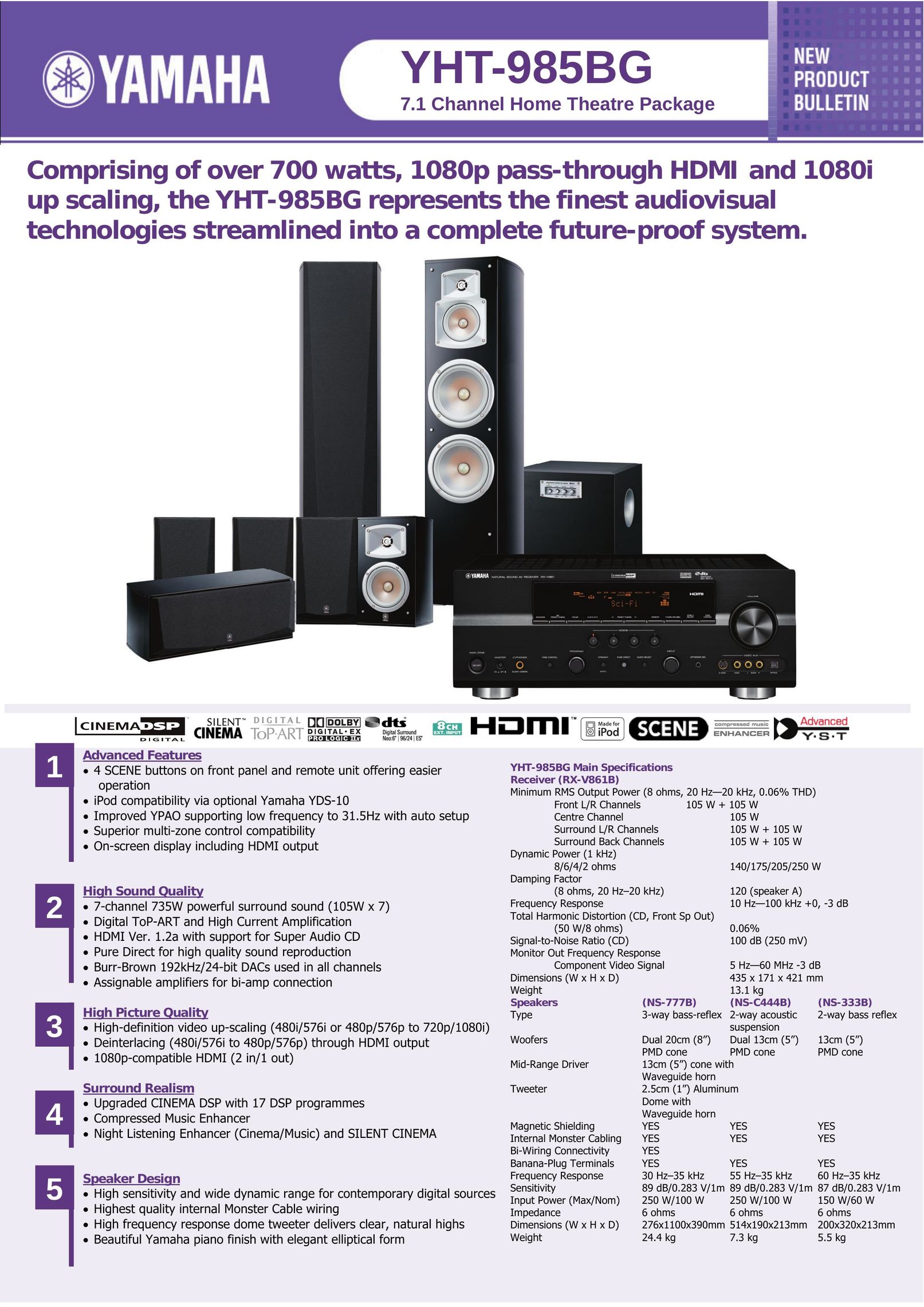 Yamaha YHT-985BG Home Theater System User Manual