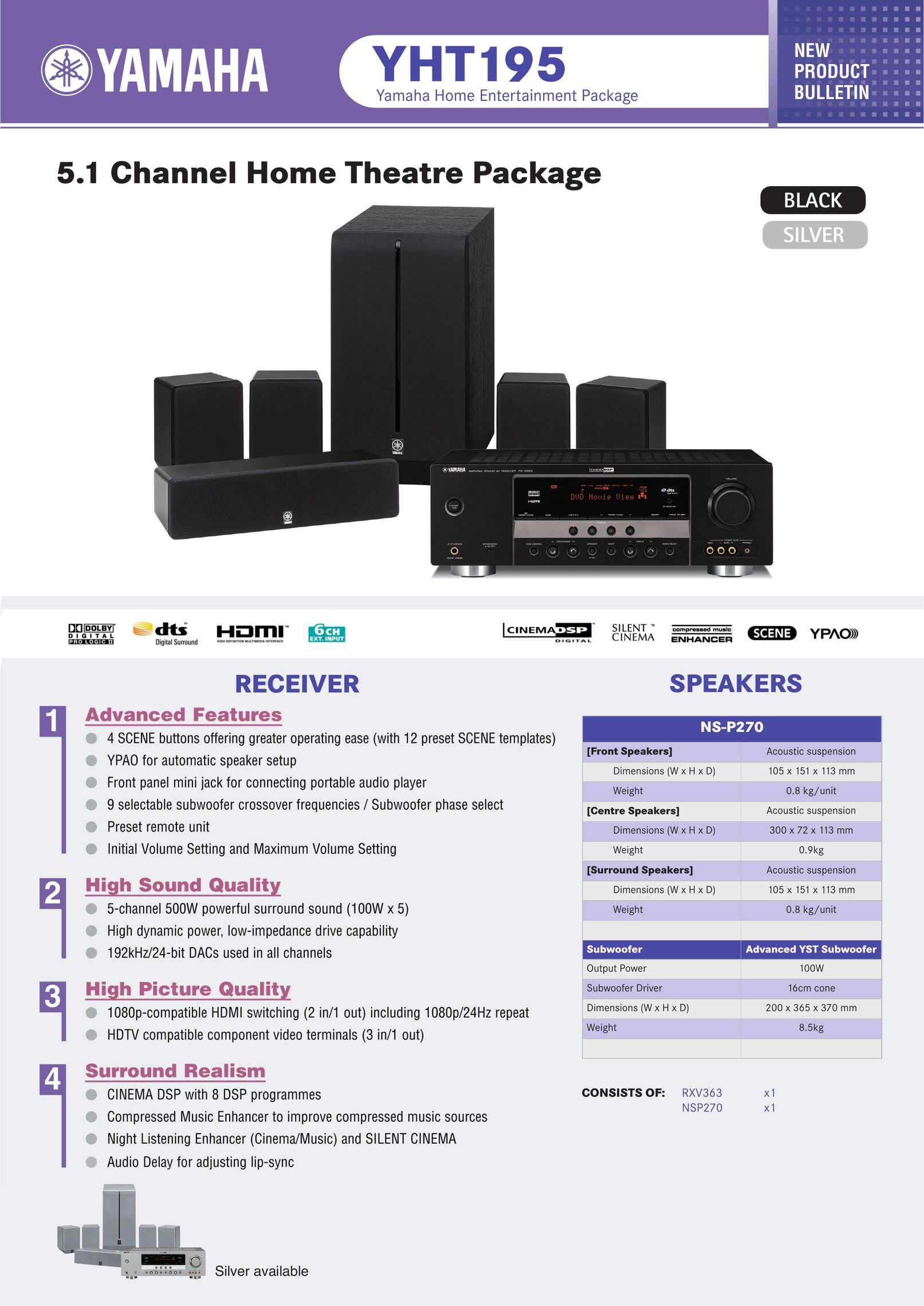 Yamaha YHT195 Home Theater System User Manual