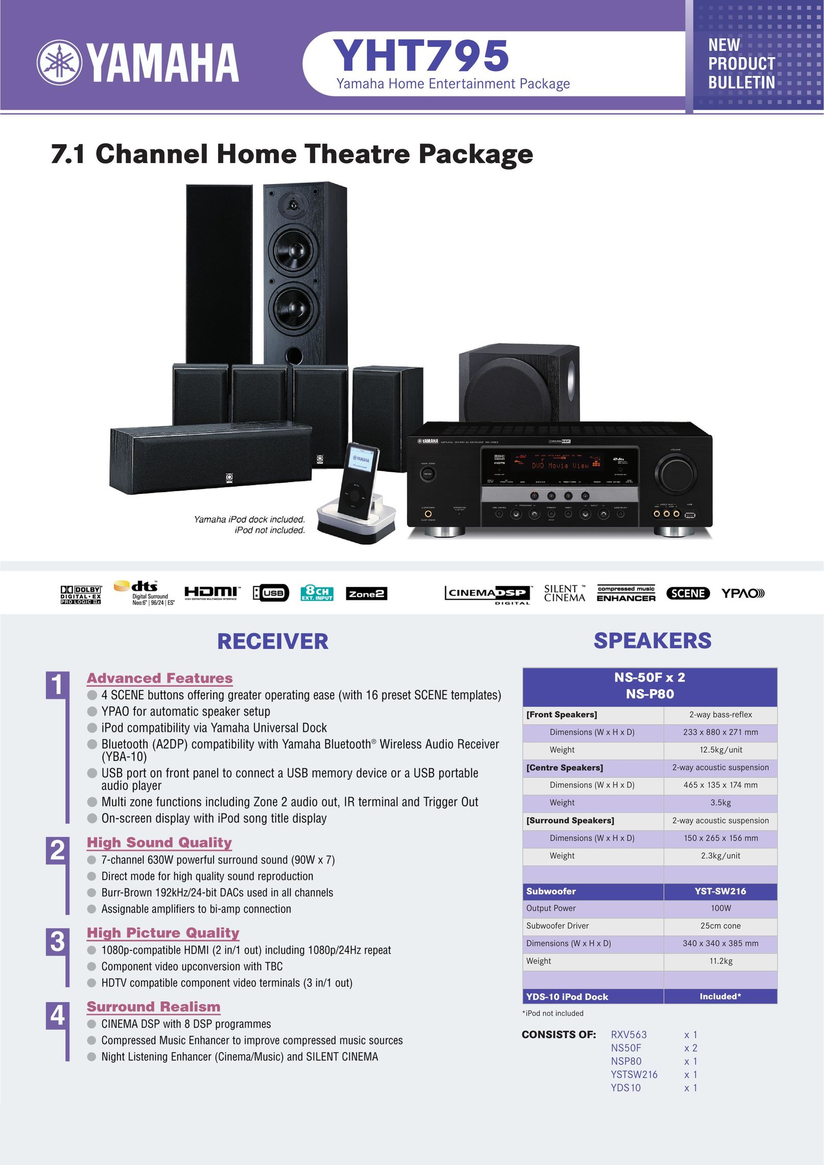 Yamaha YHT795 Home Theater System User Manual