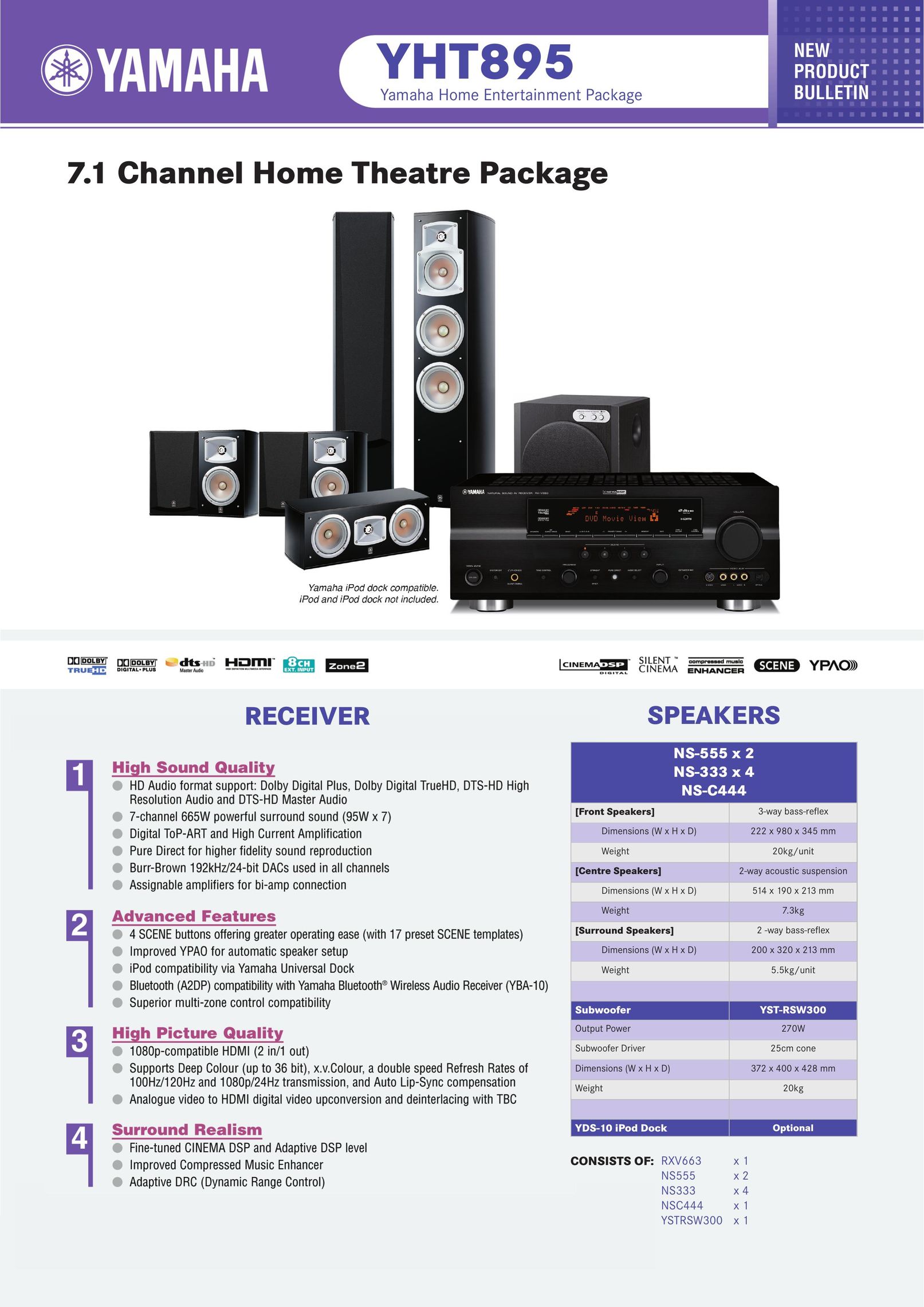 Yamaha YHT895 Home Theater System User Manual