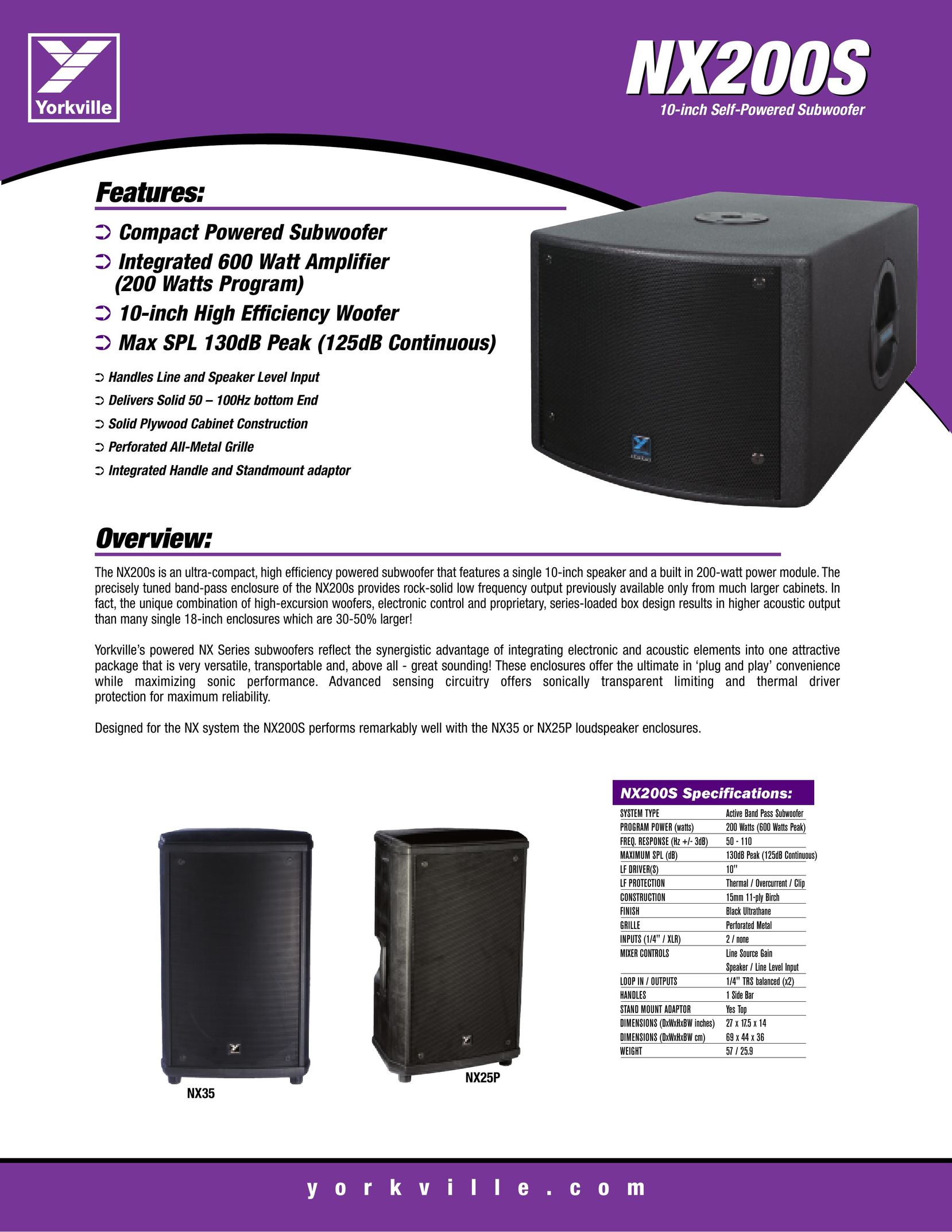 Yorkville Sound NX200S Home Theater System User Manual