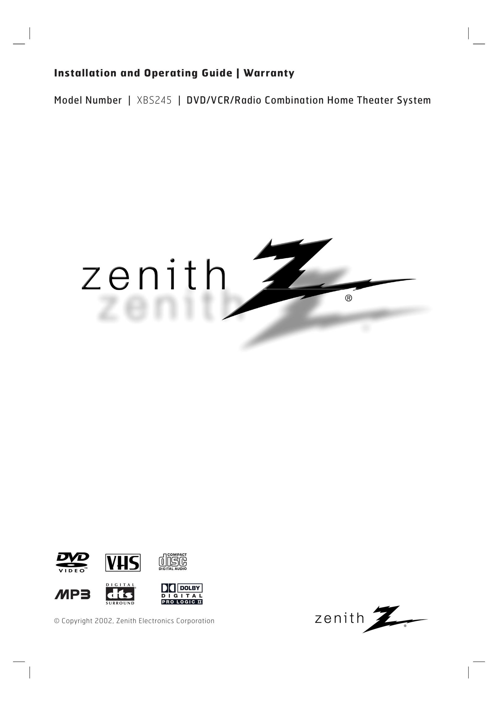 Zenith XBS245 Home Theater System User Manual