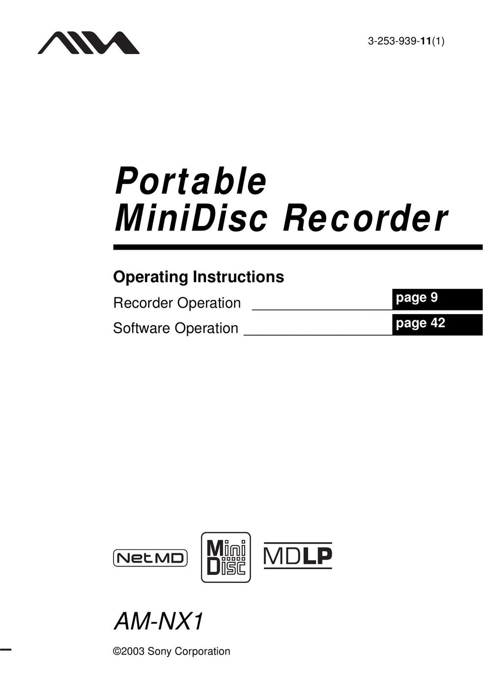 Aiwa AM-NX1 MiniDisc Player User Manual