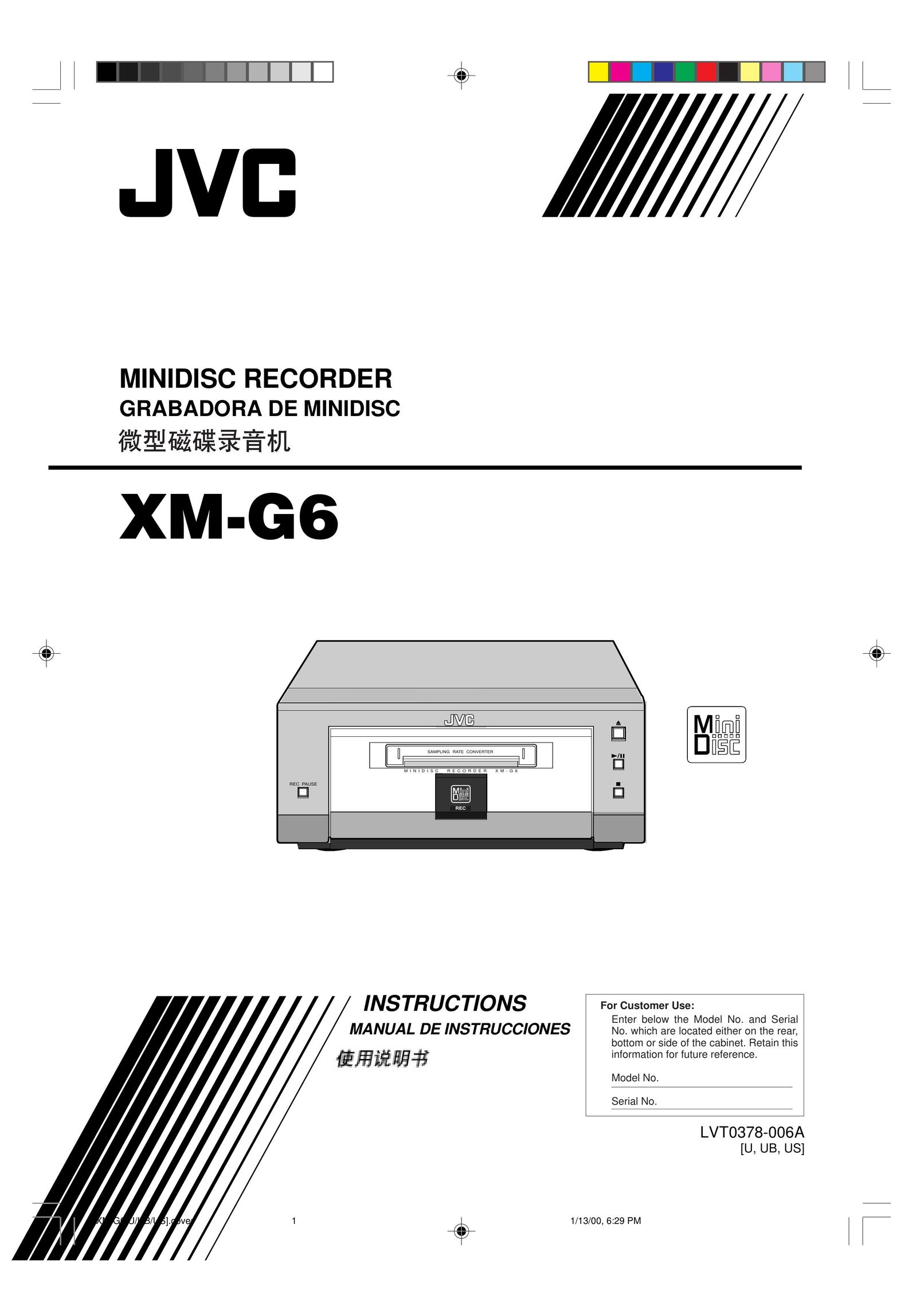 JVC XM-G6 MiniDisc Player User Manual